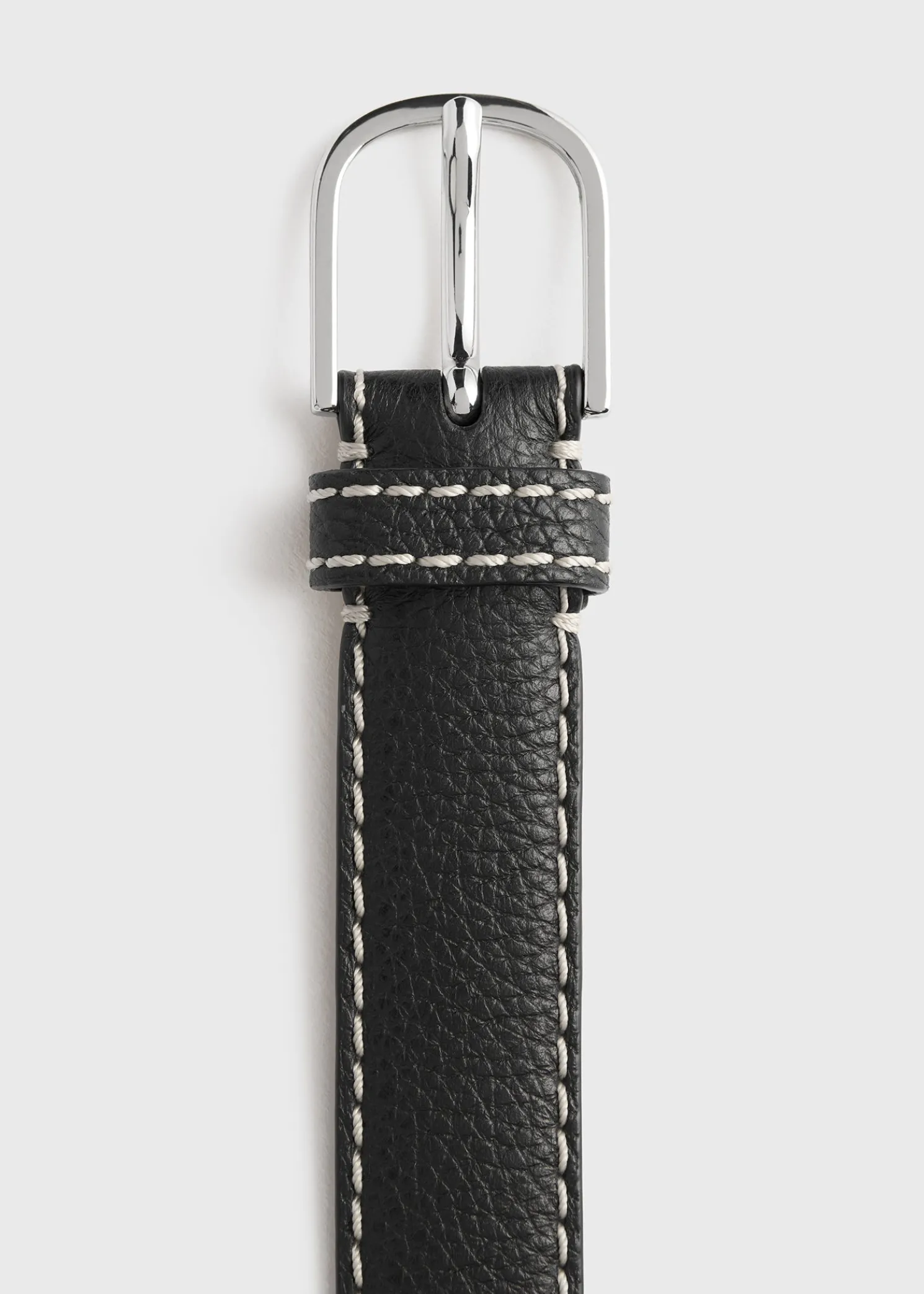 Slim grained-leather trouser belt