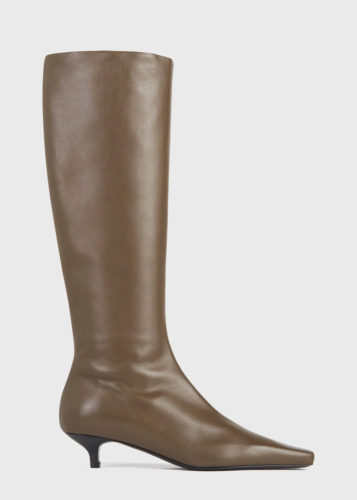 Slim leather knee-high boots ash