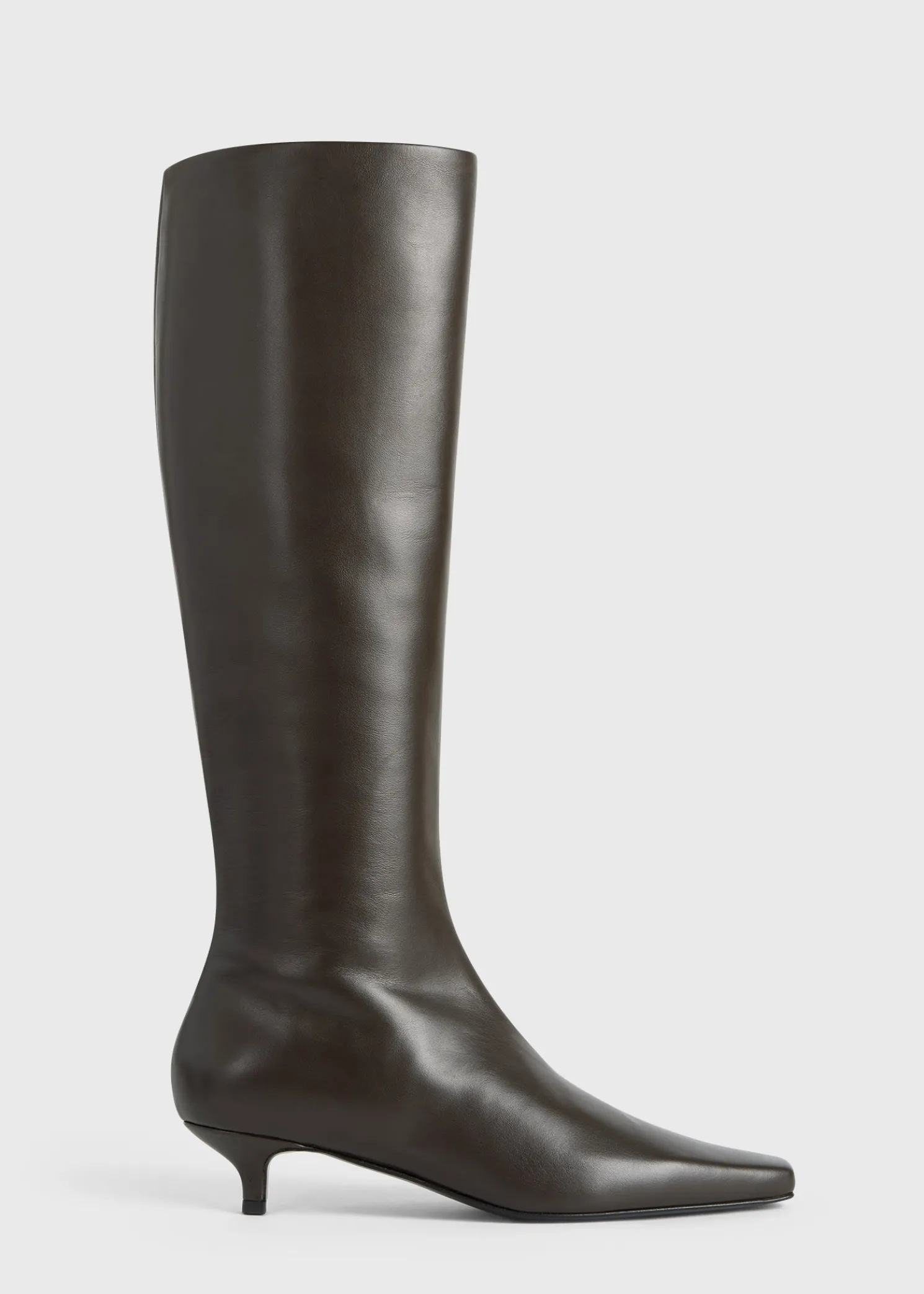 Slim leather knee-high boots bark
