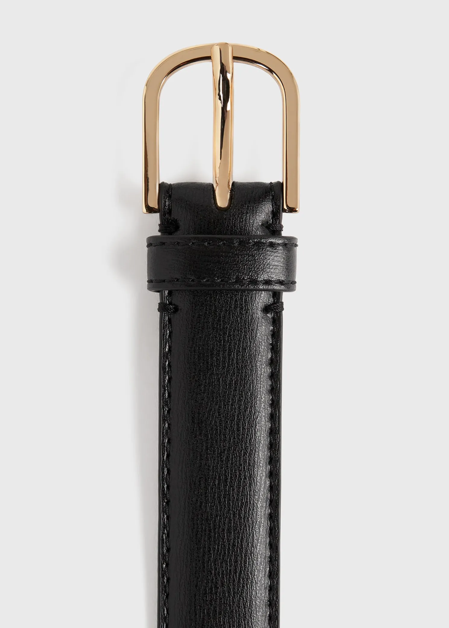 Slim leather trouser belt black