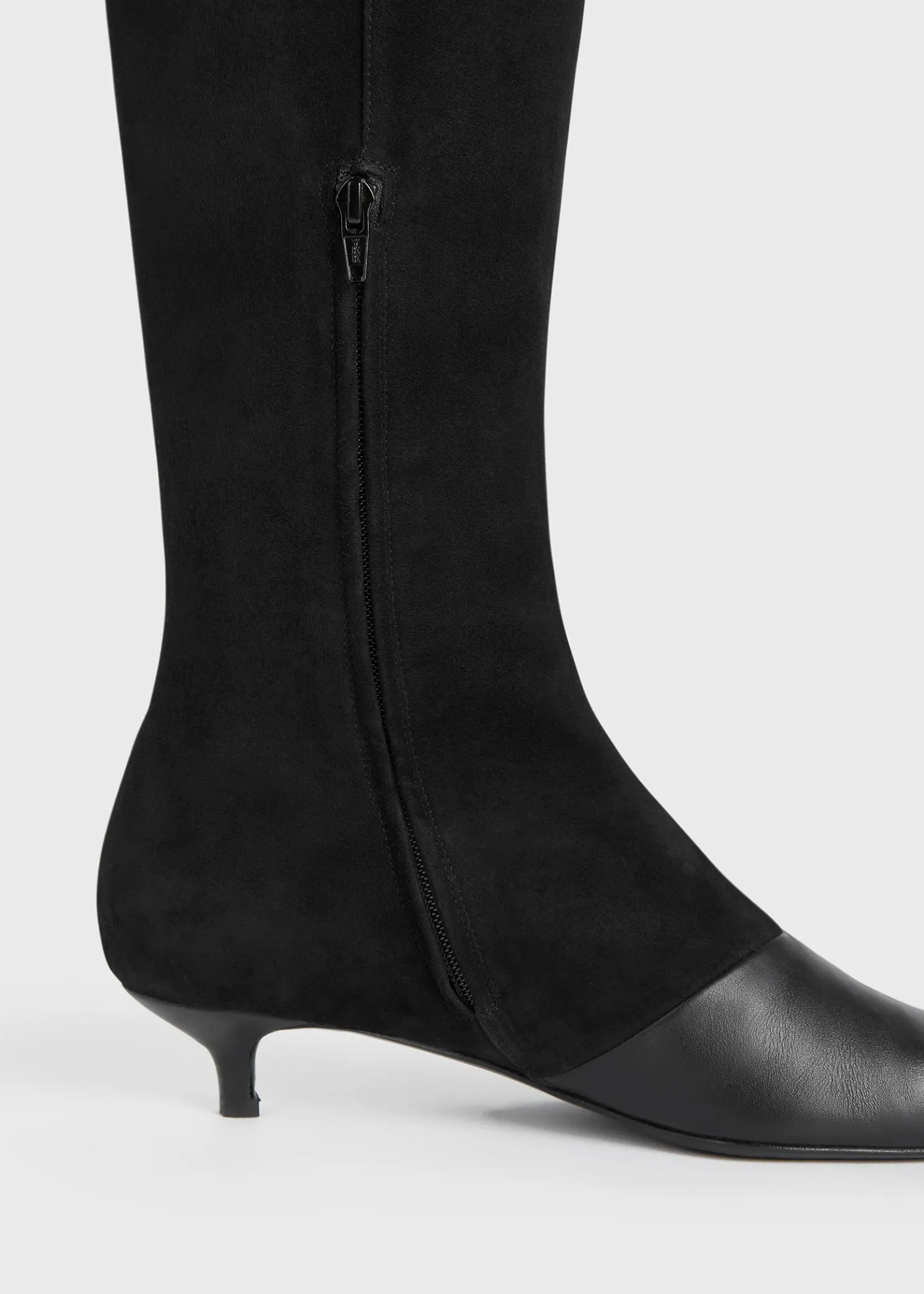 Slim leather-suede knee-high boots black