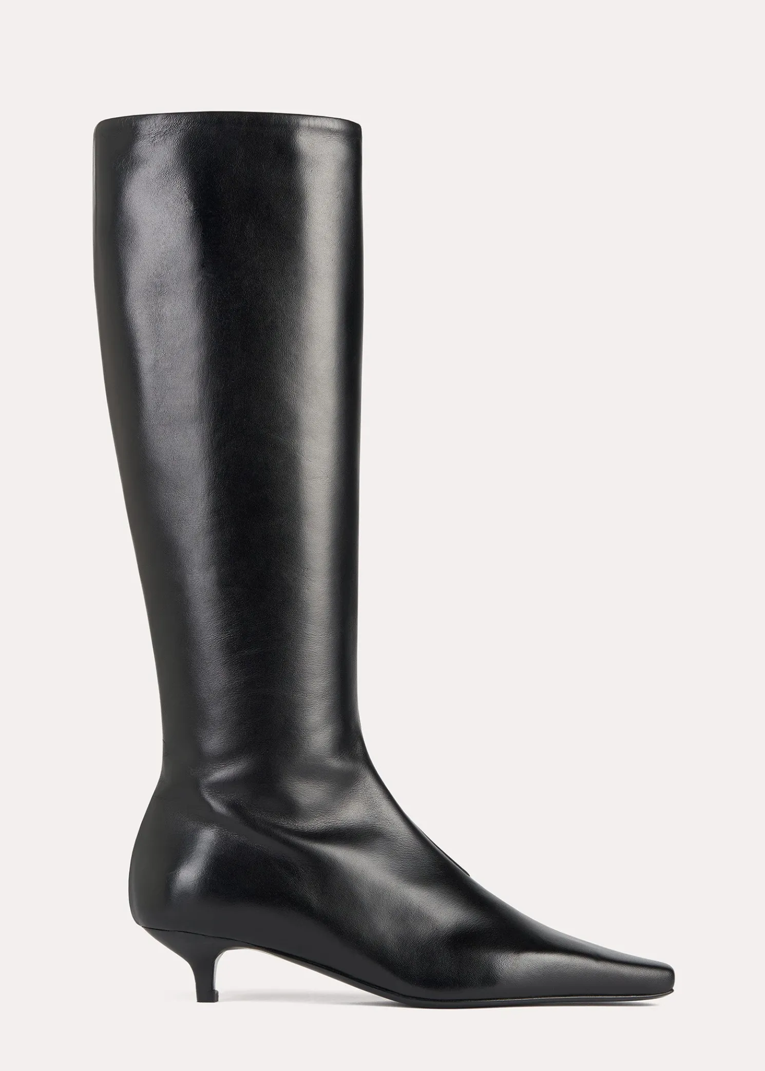 Slim leather-suede knee-high boots black
