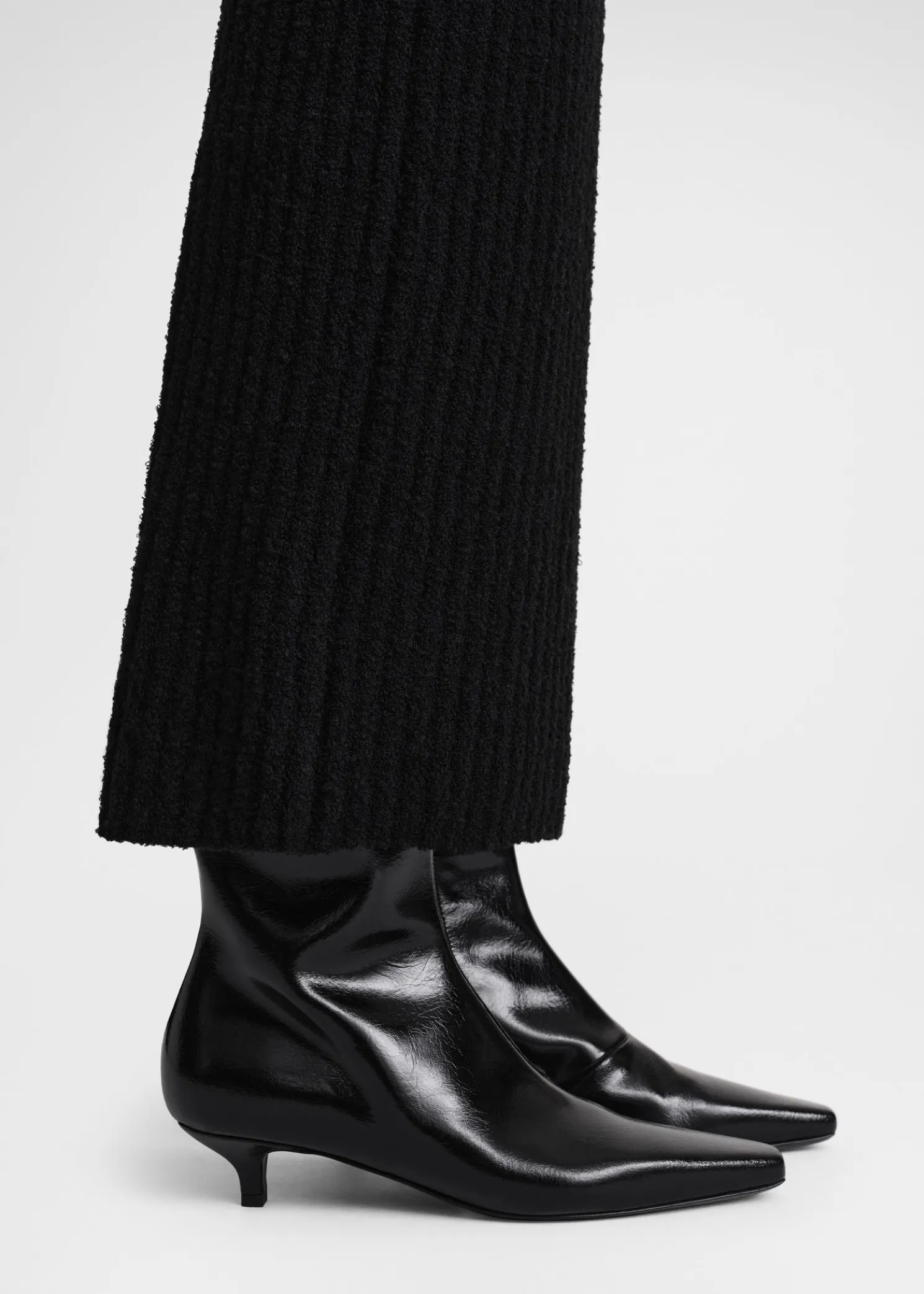 Slim patent knee-high boots black