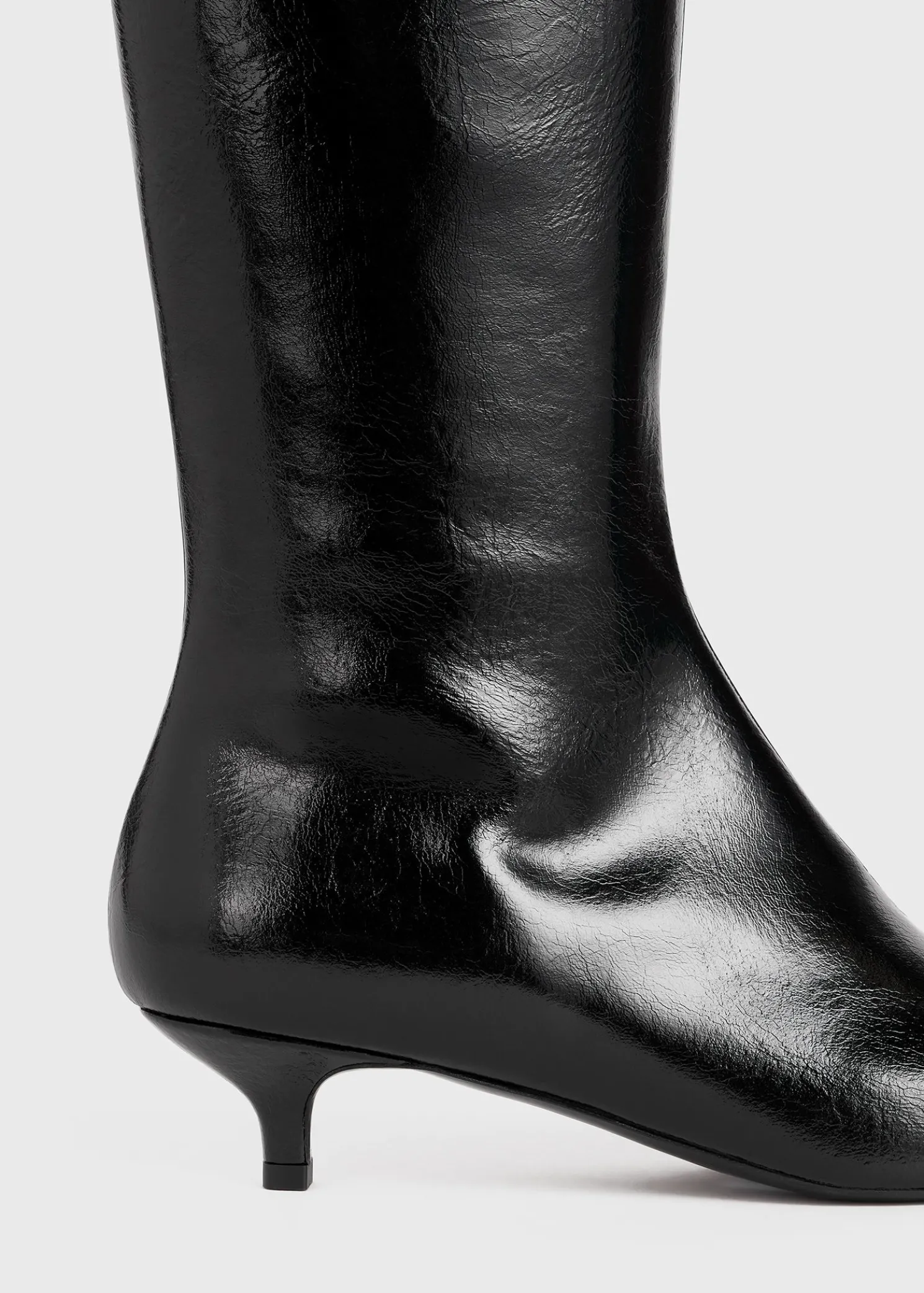Slim patent knee-high boots black