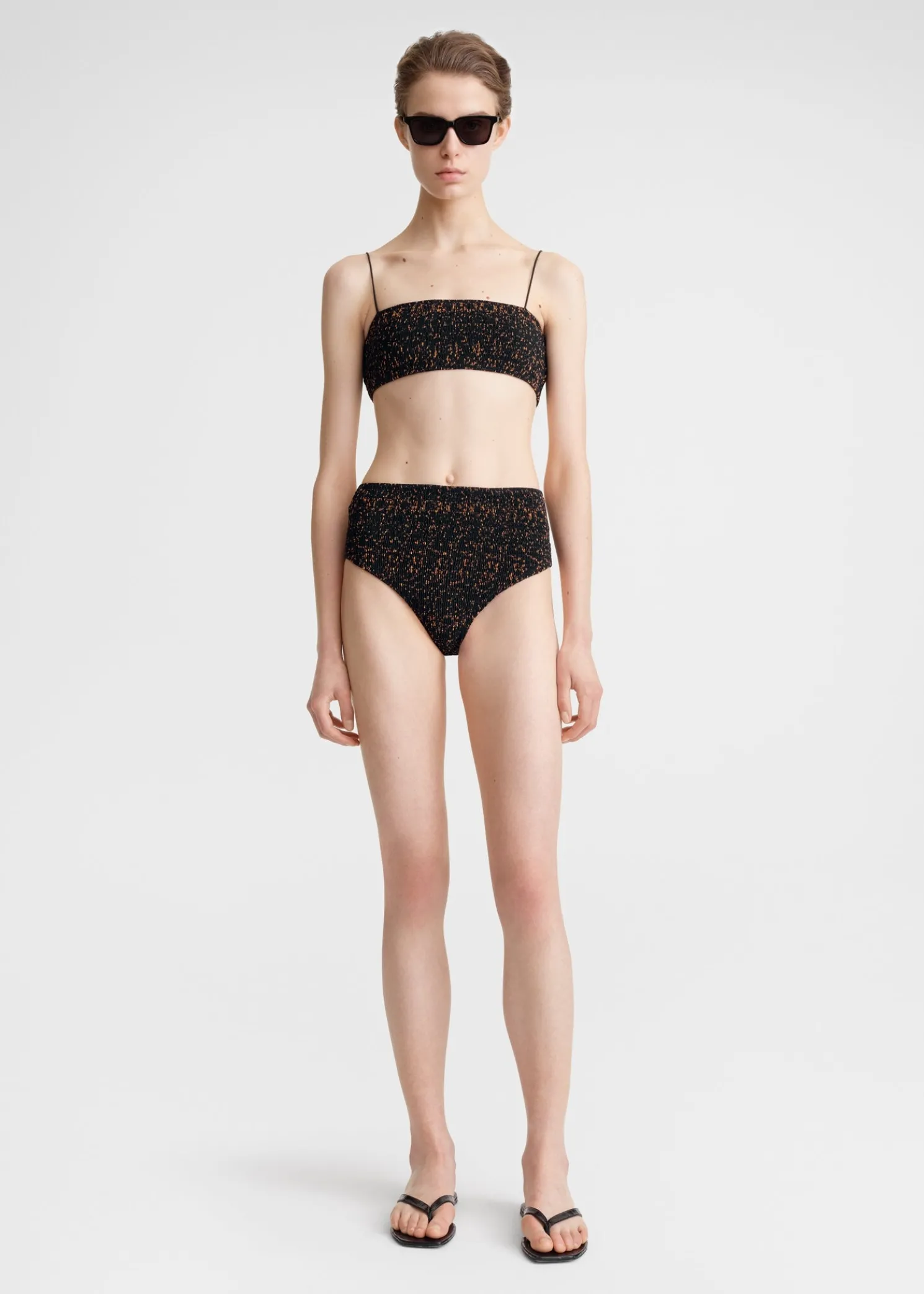 Smocked bikini bottoms tortoise