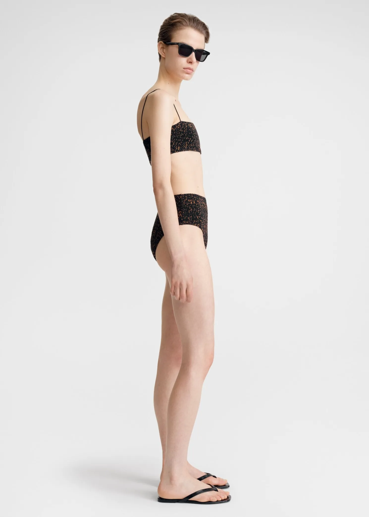 Smocked bikini bottoms tortoise