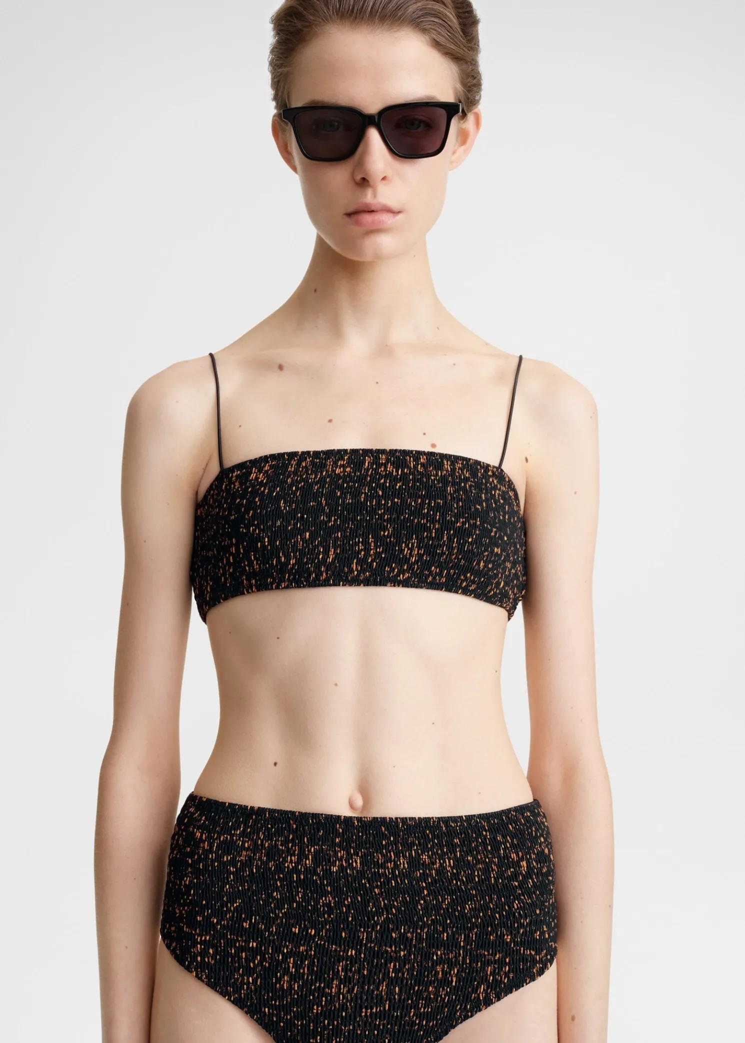 Smocked bikini bottoms tortoise