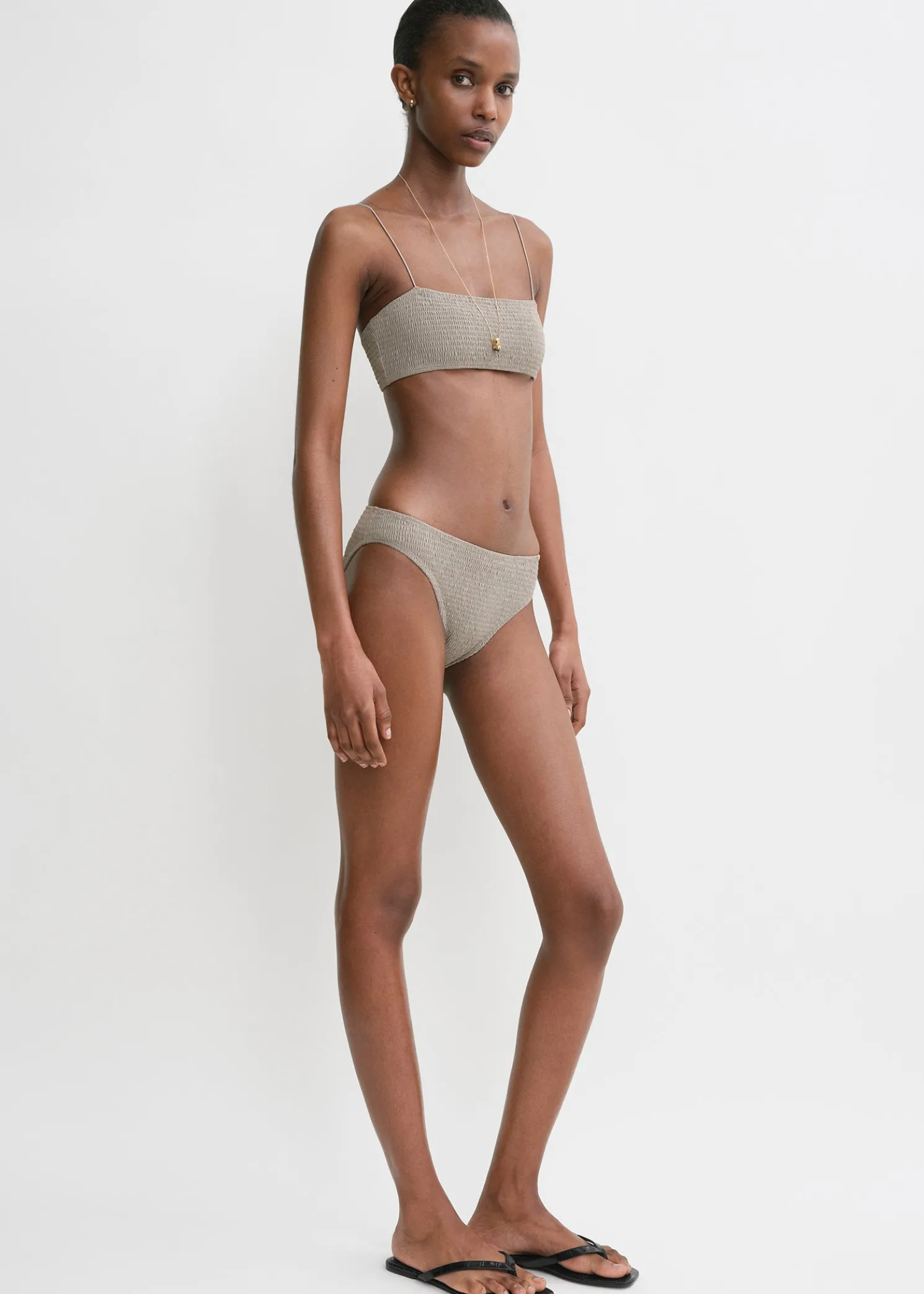 Smocked bikini top dove