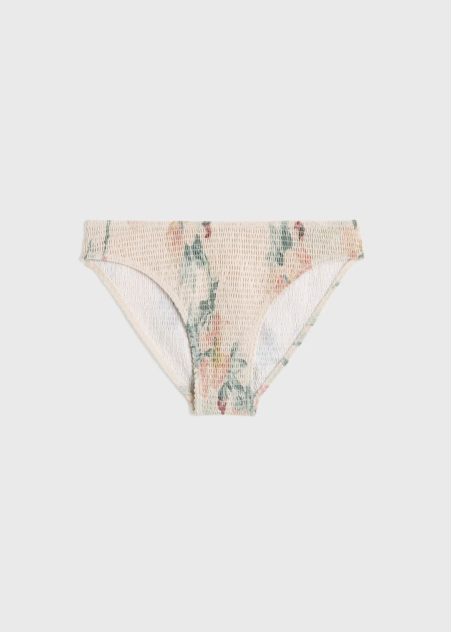 Smocked mid-rise bikini bottoms washed floral