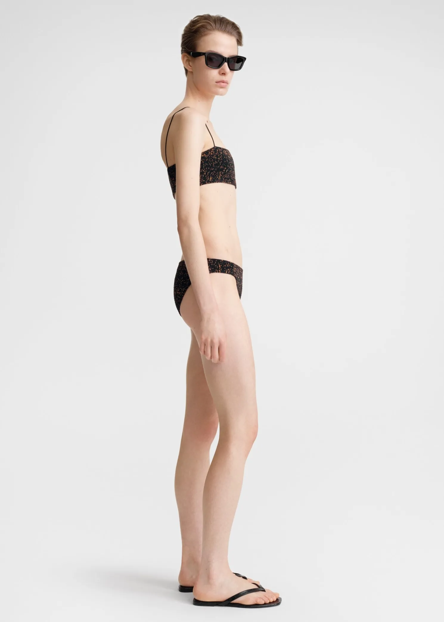 Smocked mini bikini bottoms tortoise