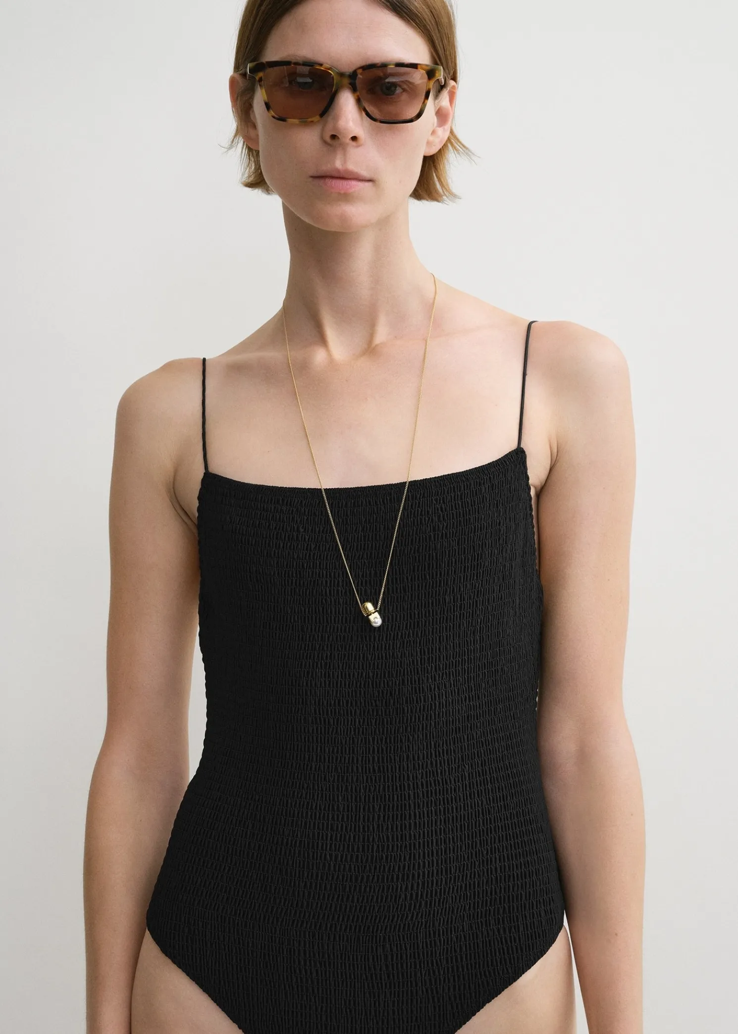 Smocked swimsuit black