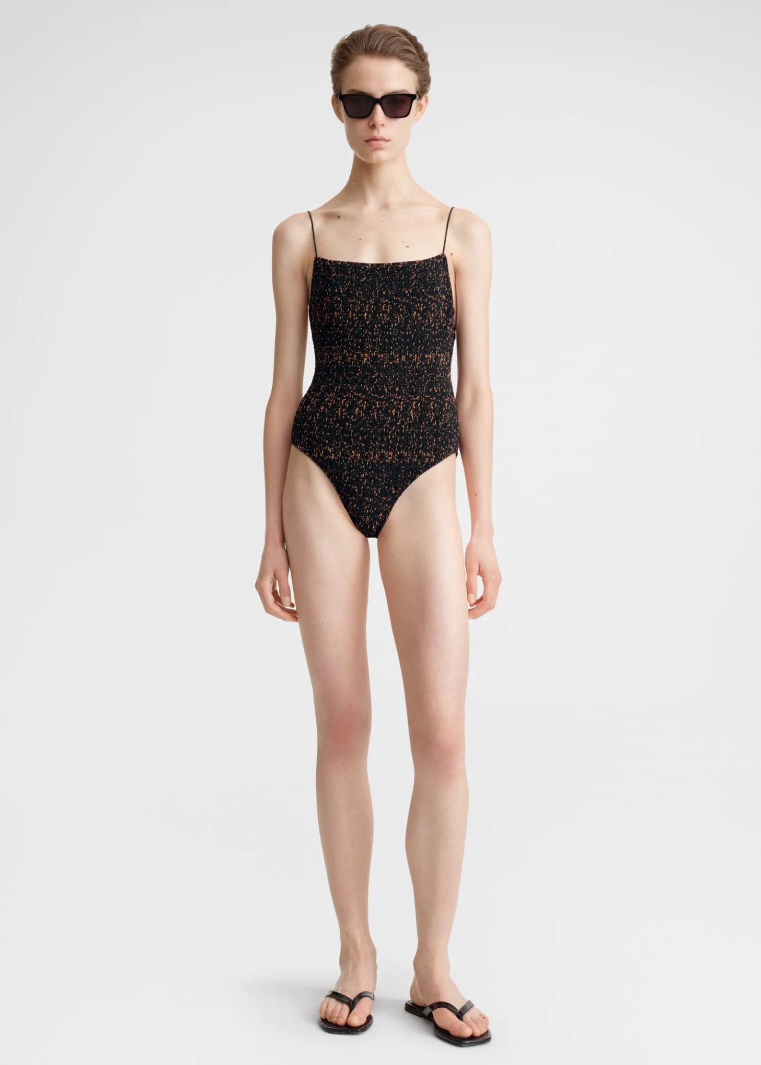 Smocked swimsuit tortoise