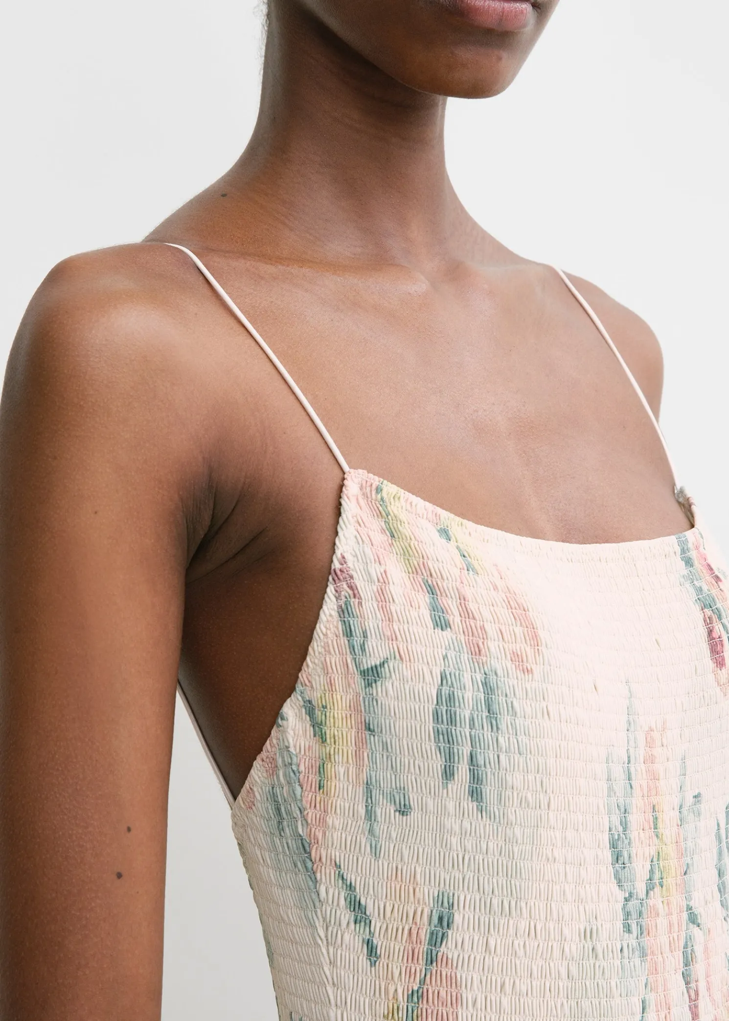 Smocked swimsuit washed floral