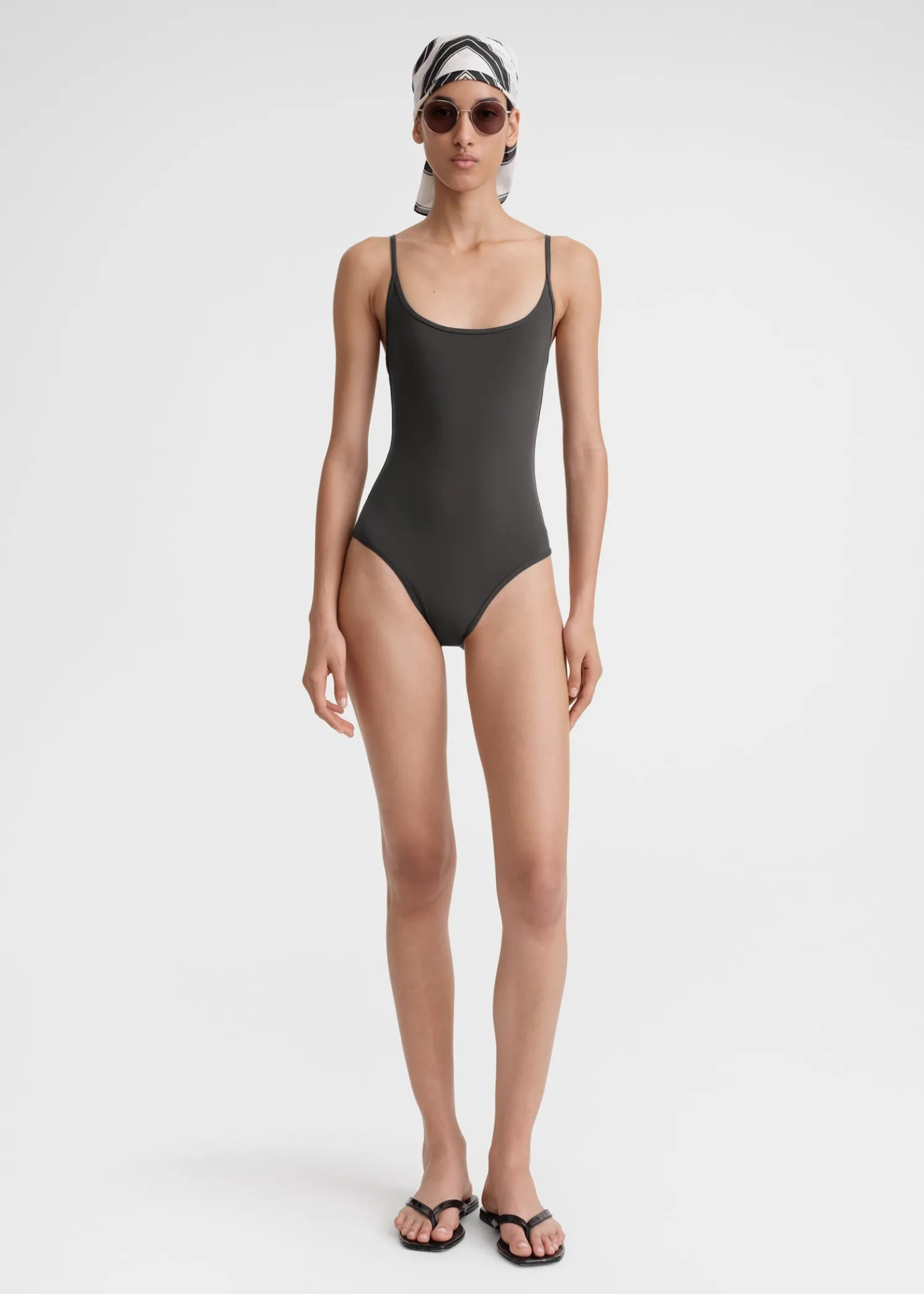 Square-neck swimsuit anthracite