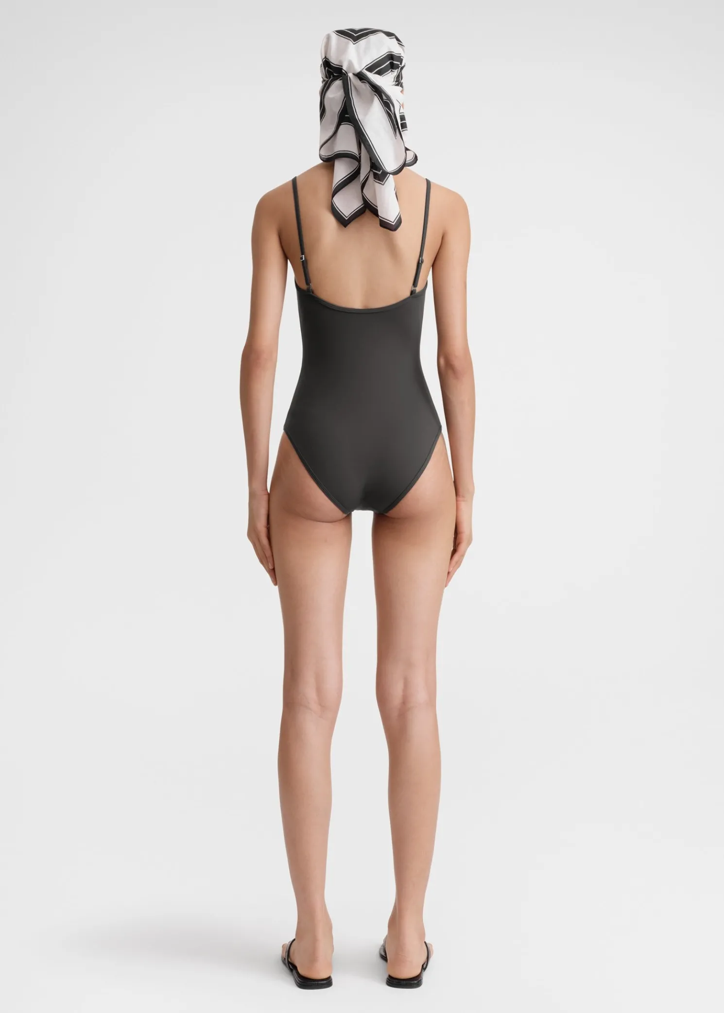 Square-neck swimsuit anthracite