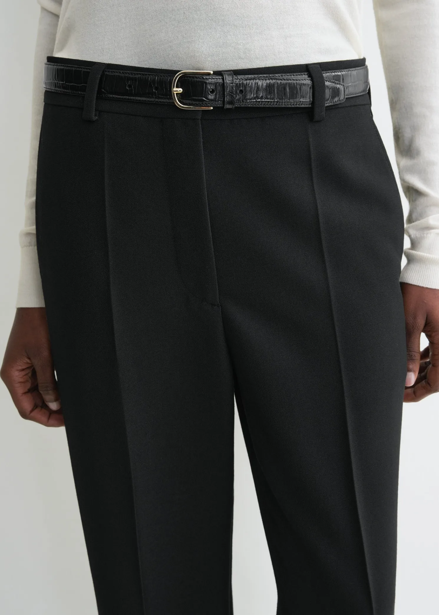Straight tailored trousers black