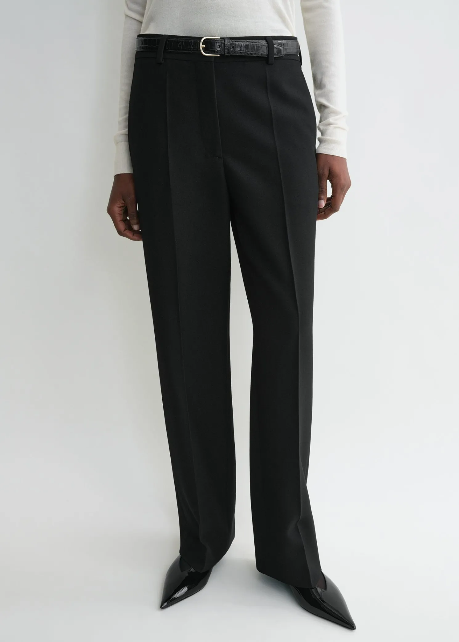 Straight tailored trousers black