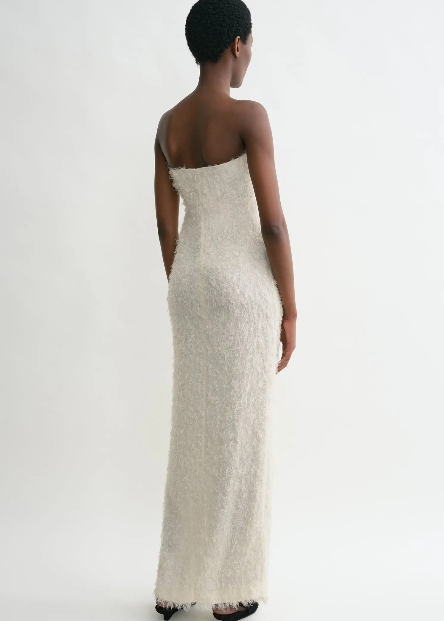 Strapless fil coupé dress ecru