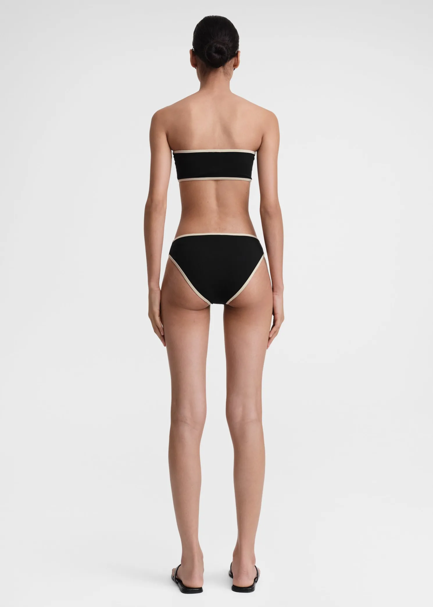 Stripe edge bikini bottoms black