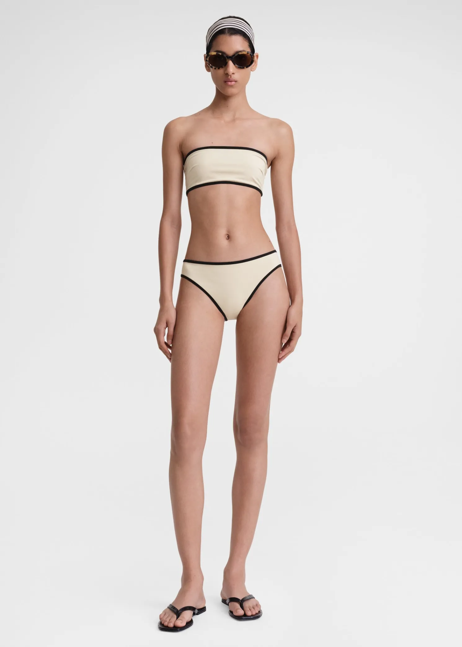 Stripe edge bikini bottoms light hay