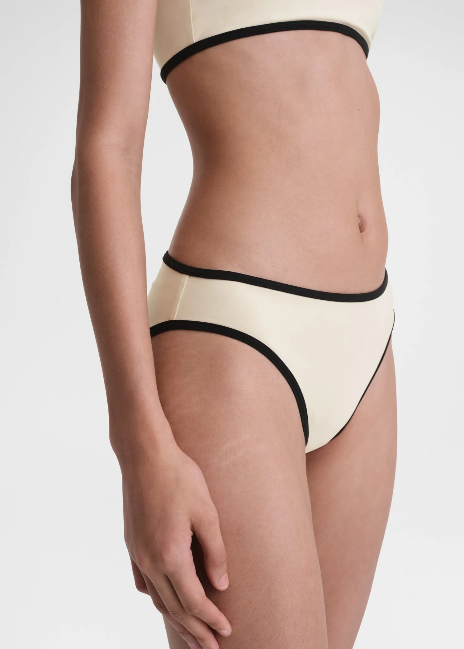 Stripe edge bikini bottoms light hay