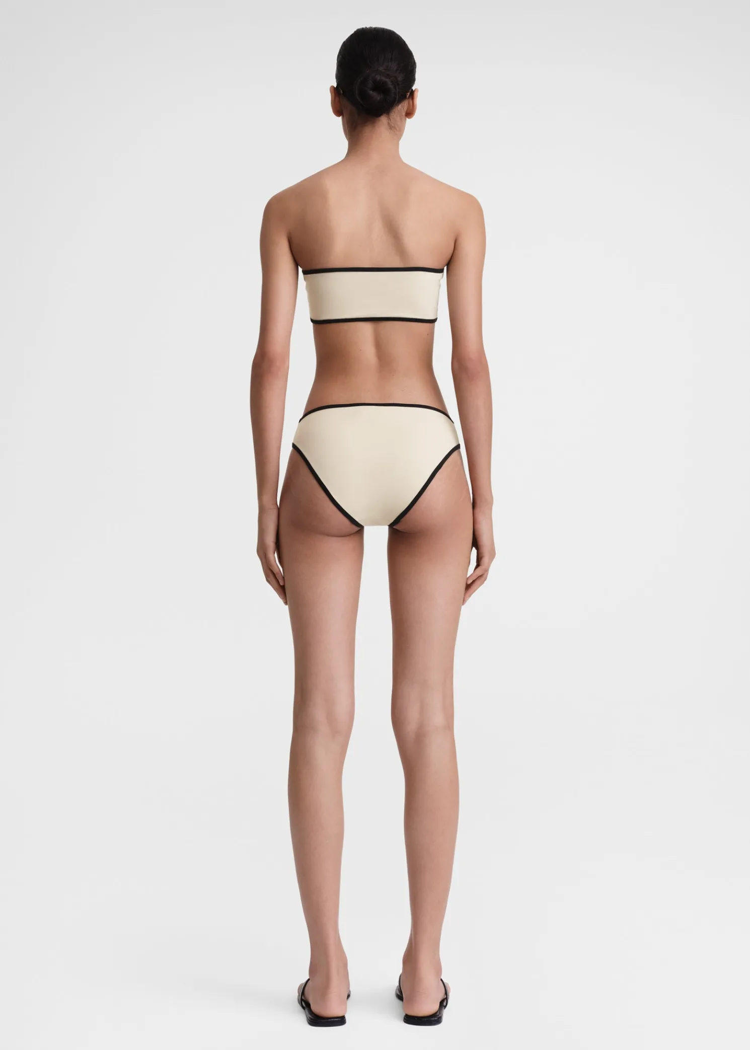 Stripe edge strapless bikini top light hay