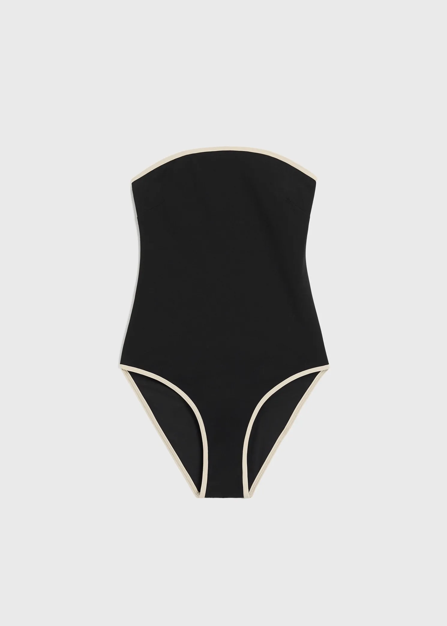 Stripe edge strapless swimsuit black