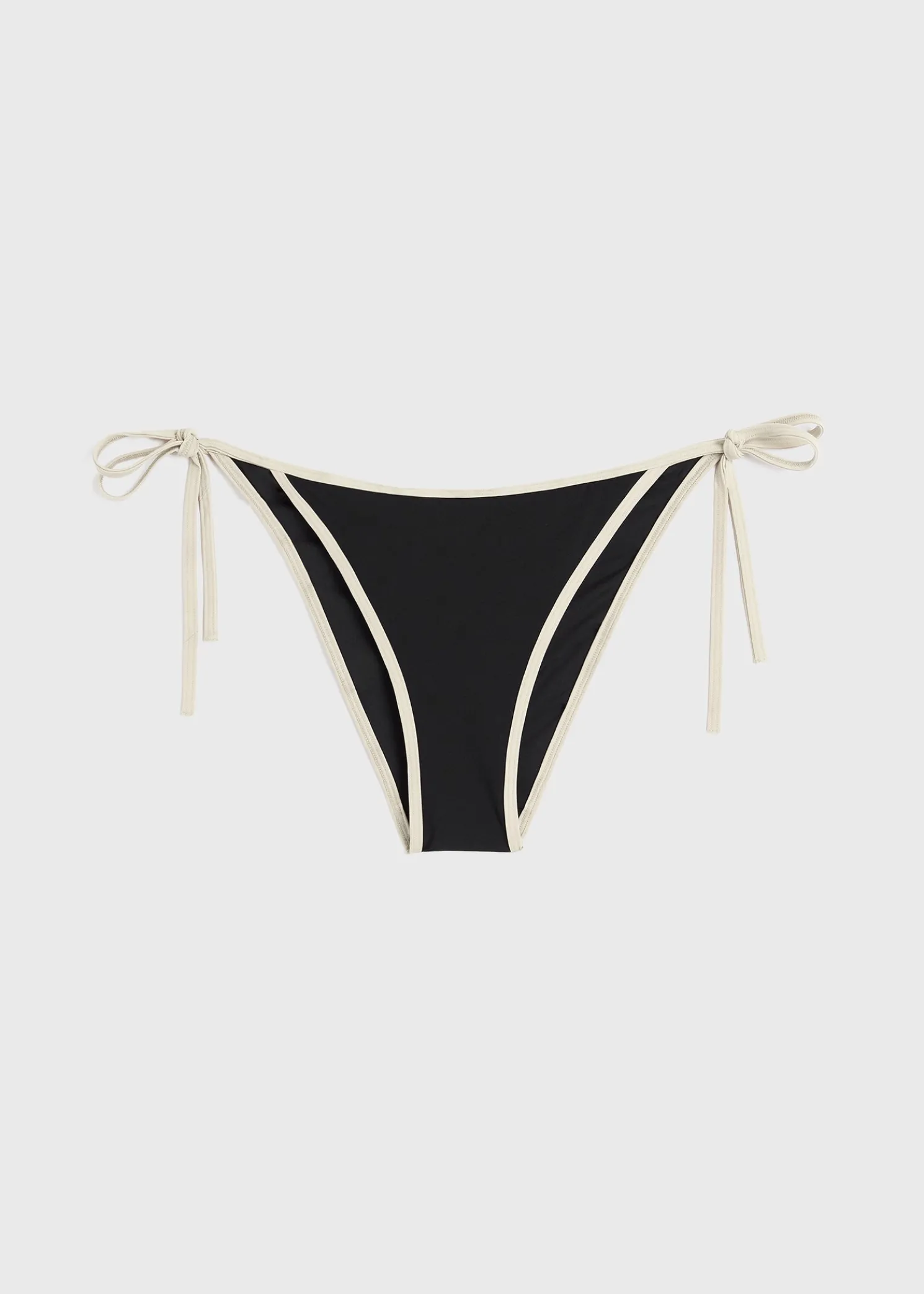 Stripe tie bikini bottoms black