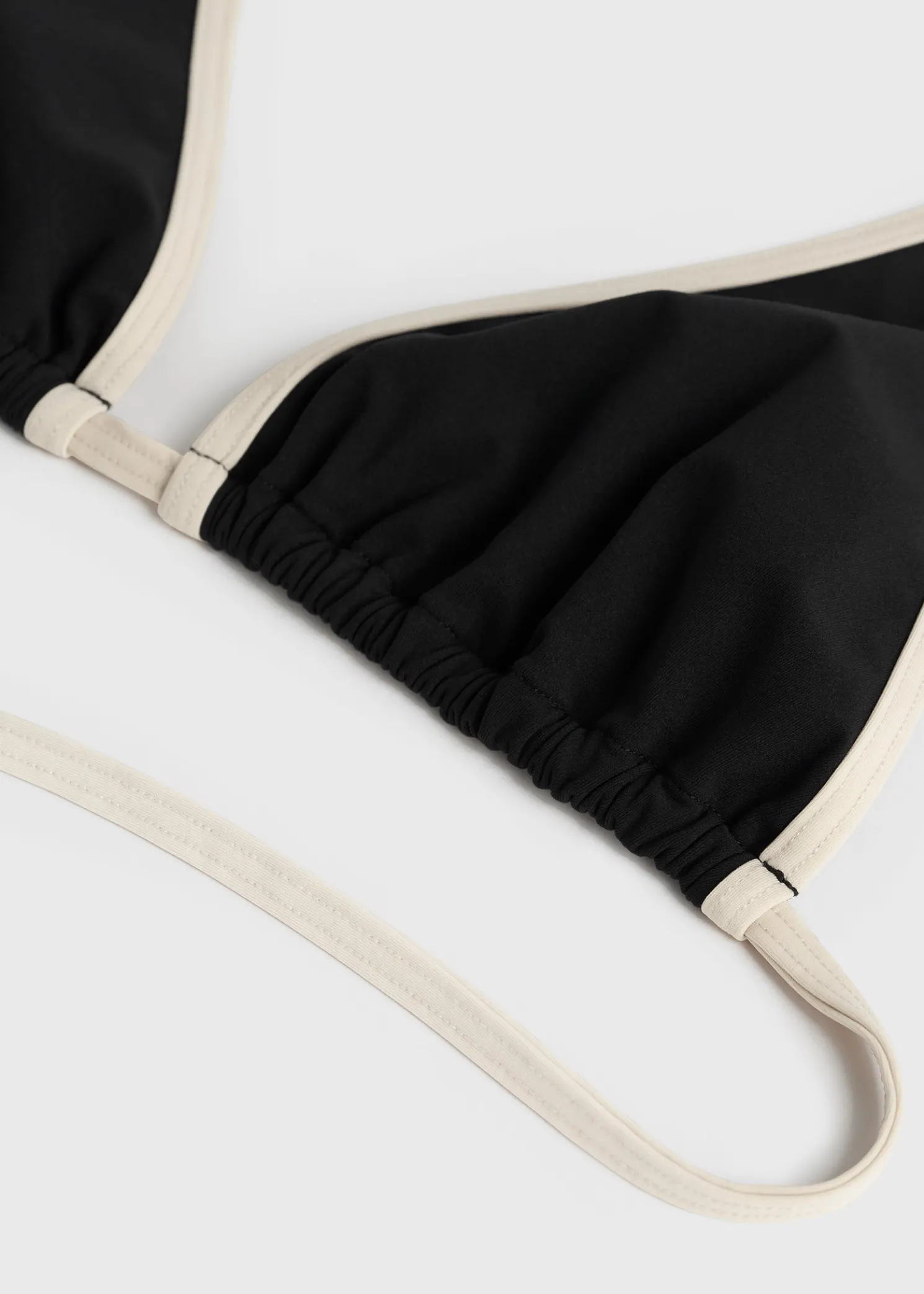 Stripe tie bikini top black