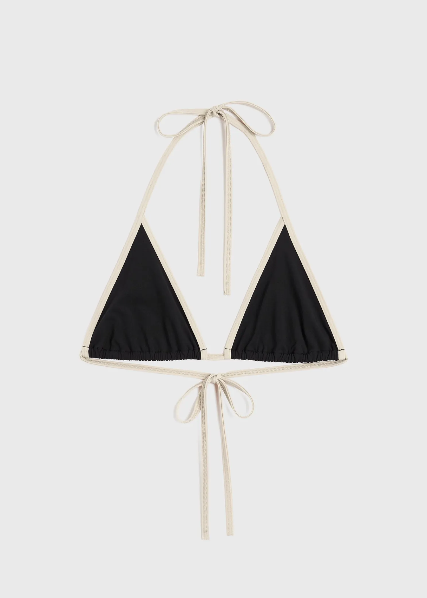 Stripe tie bikini top black