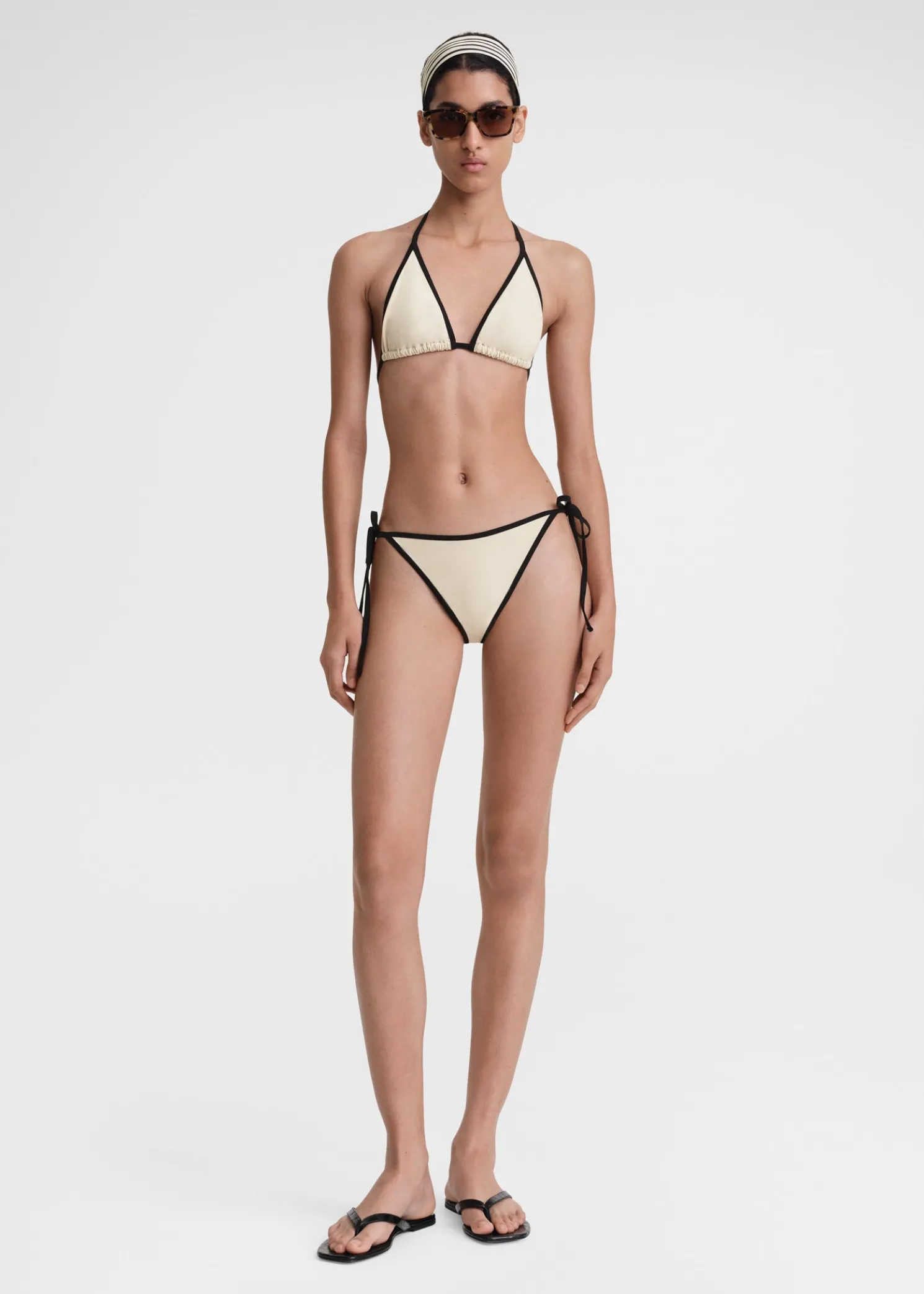 Stripe tie bikini bottoms light hay