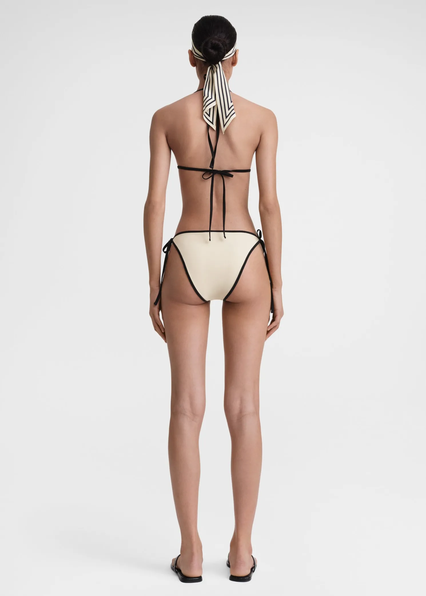 Stripe tie bikini bottoms light hay