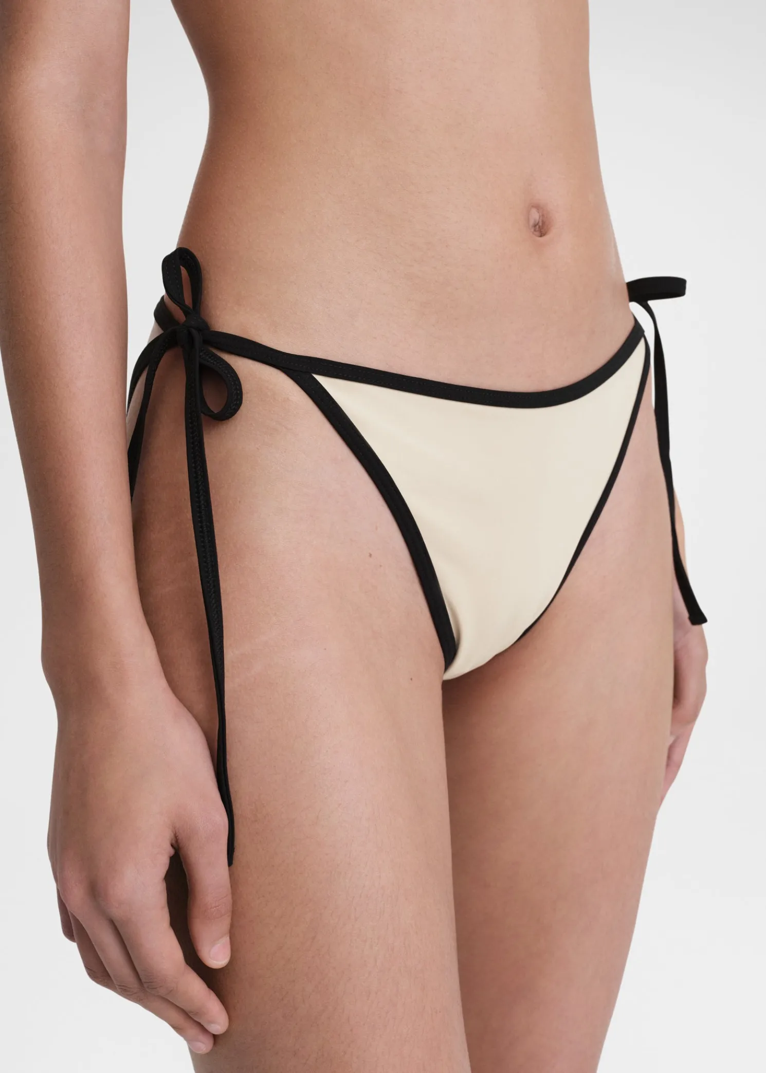 Stripe tie bikini bottoms light hay