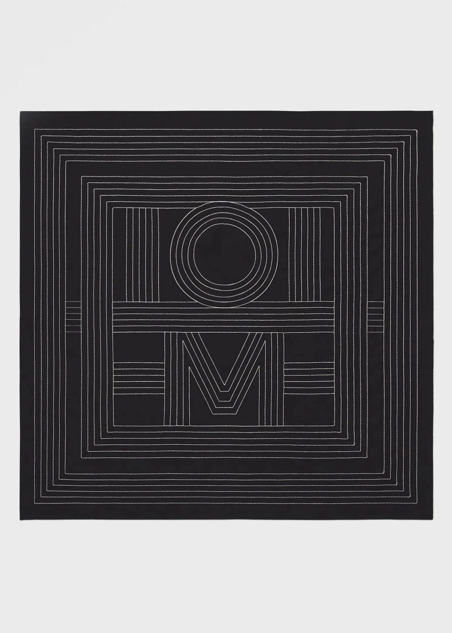 Striped embroidered monogram silk scarf black