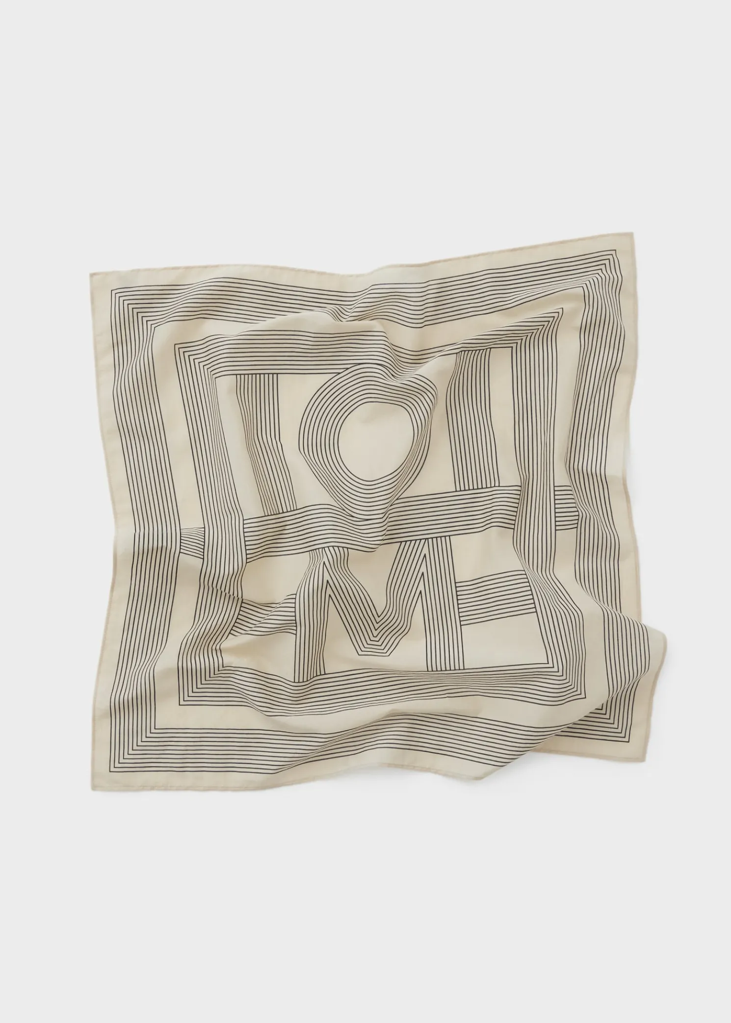 Striped monogram cotton silk scarf crème