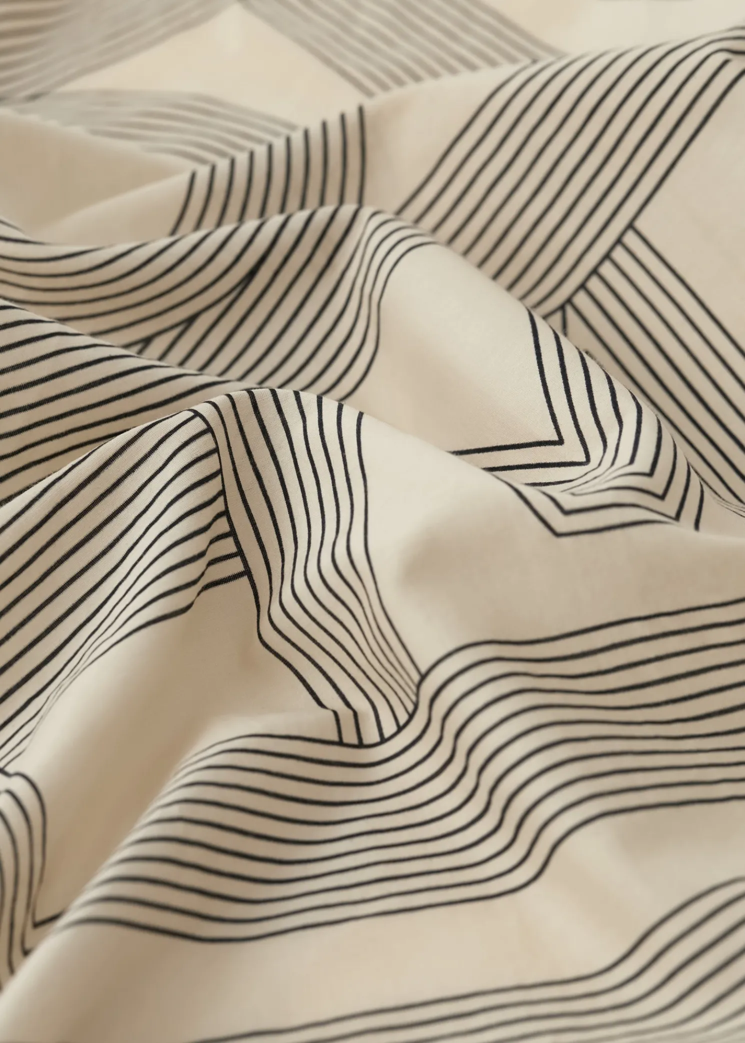 Striped monogram cotton silk scarf crème