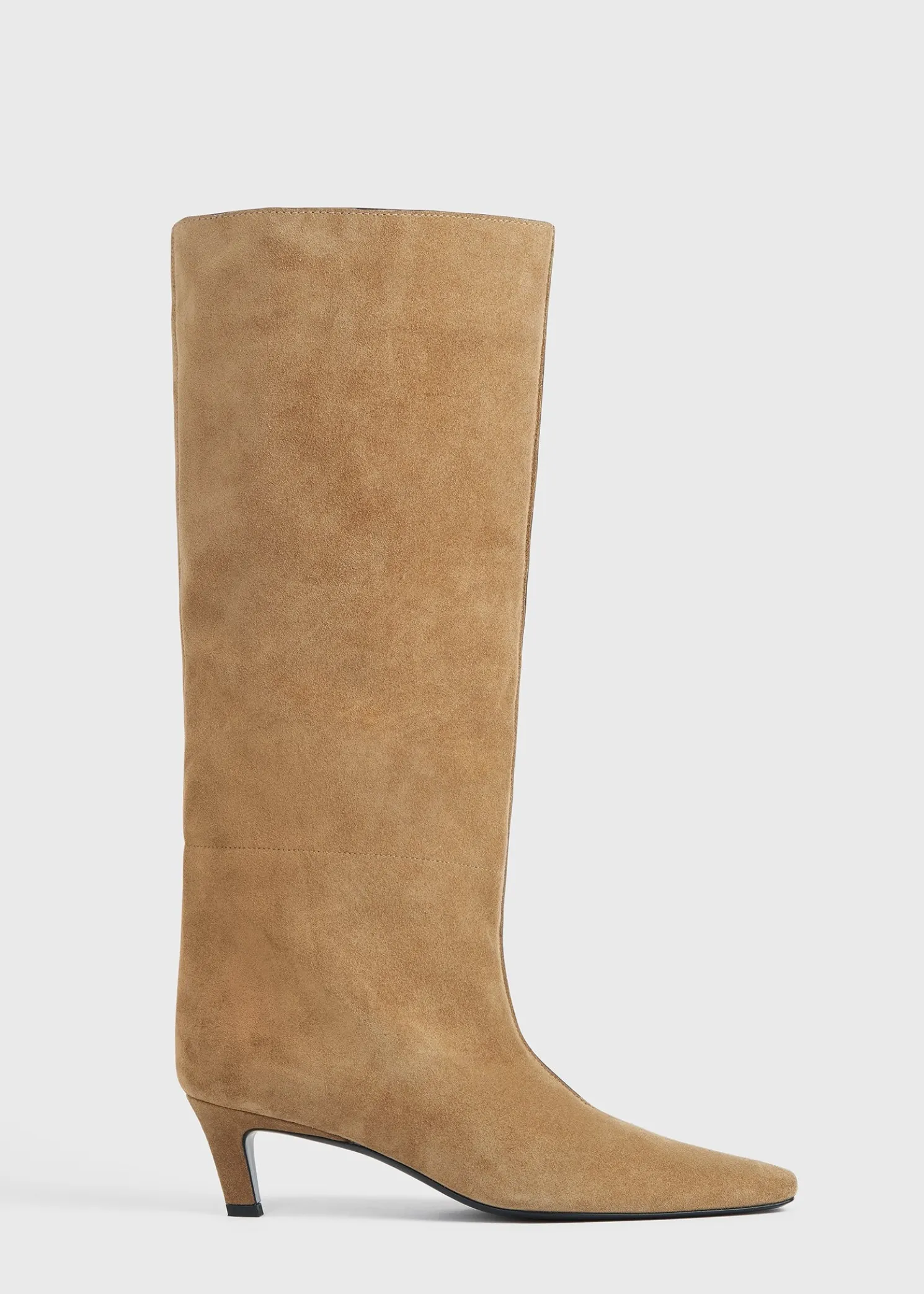 Suede wide shaft boots caramel