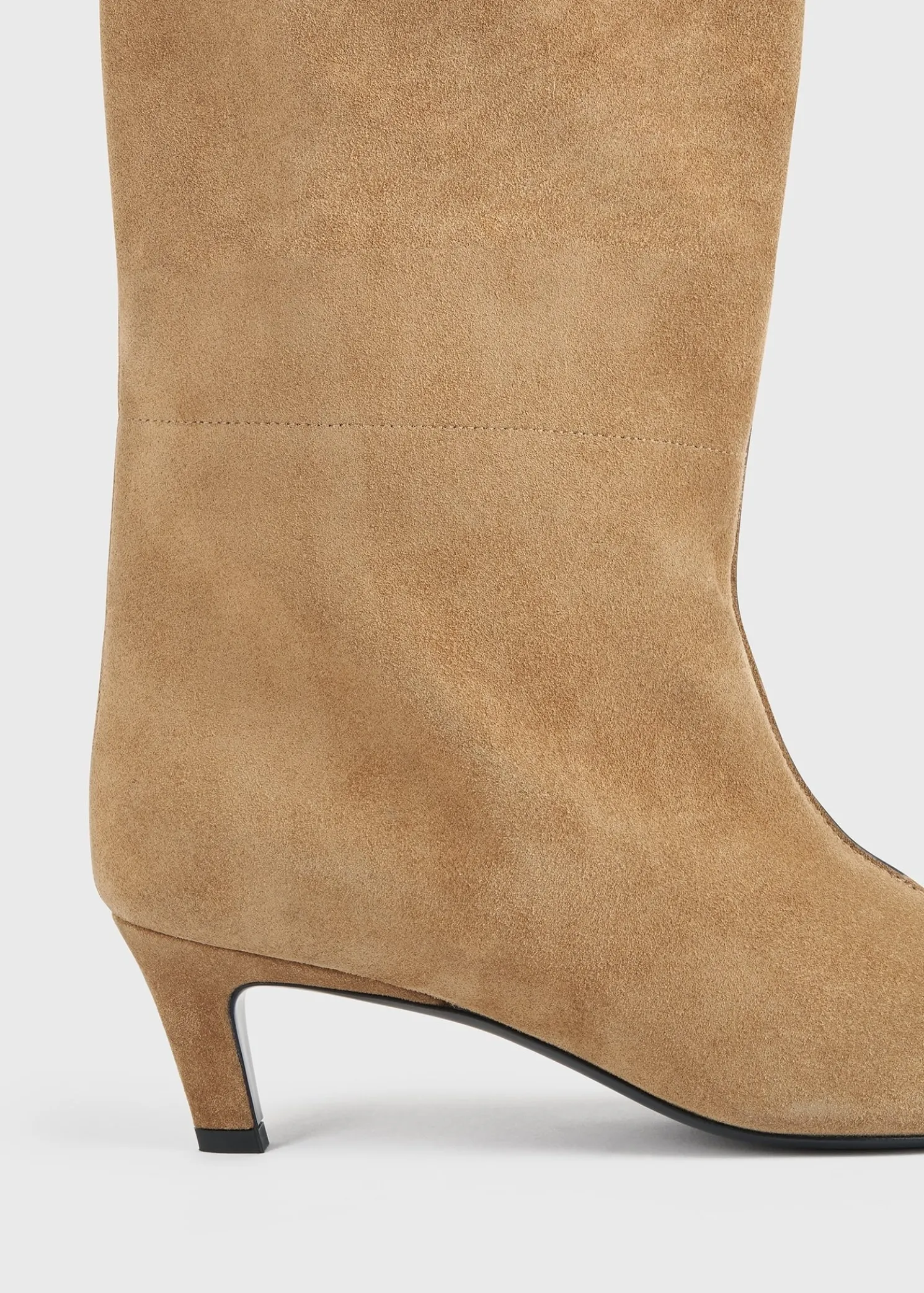 Suede wide shaft boots caramel