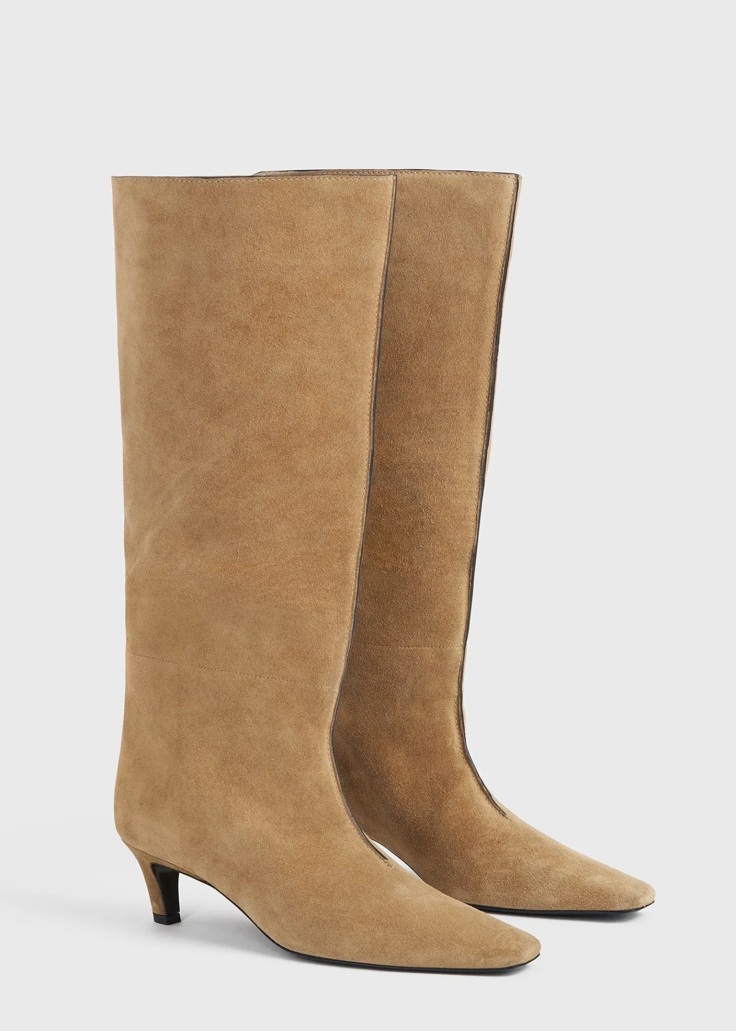 Suede wide shaft boots caramel