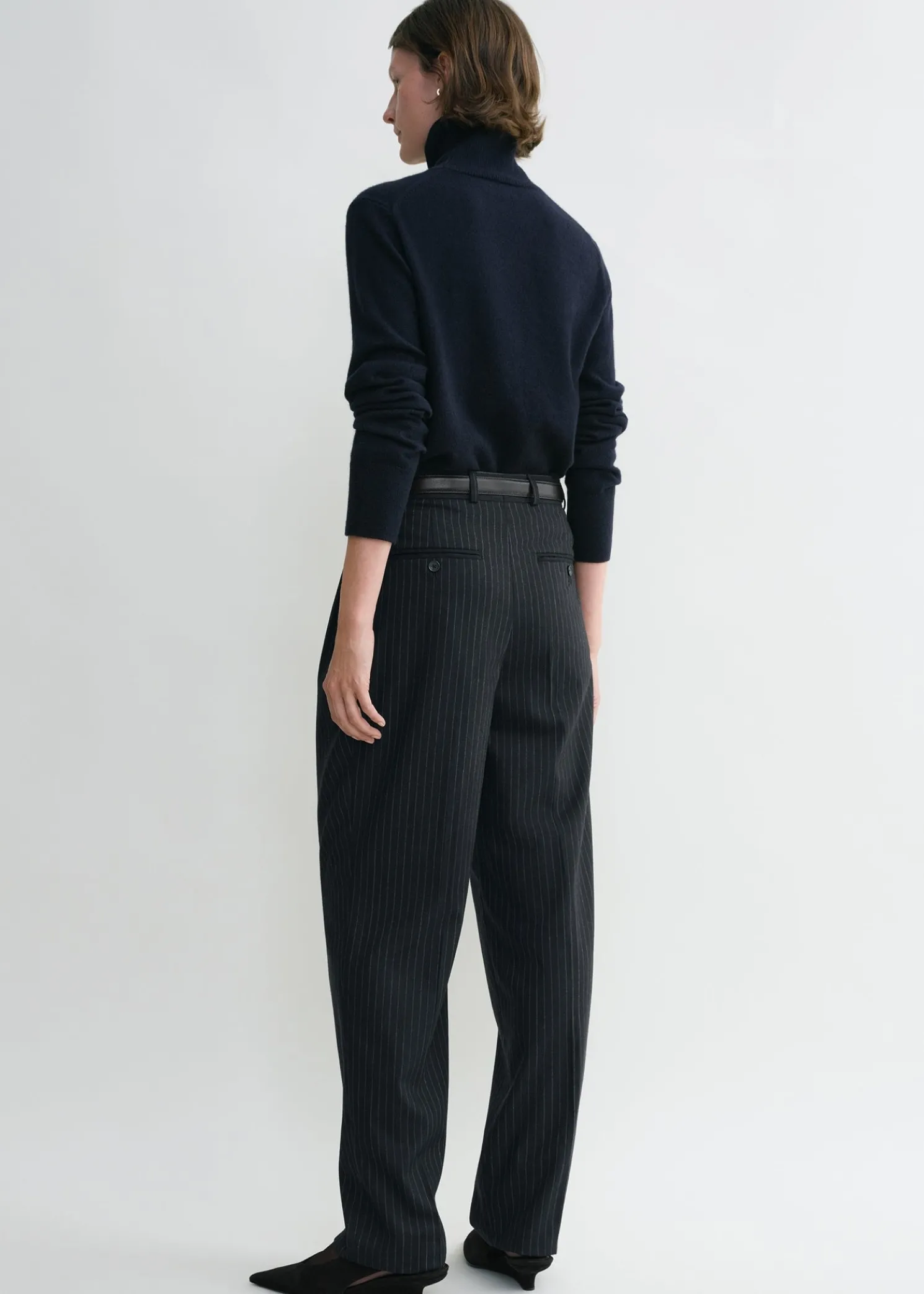 Tailored pinstriped trousers navy