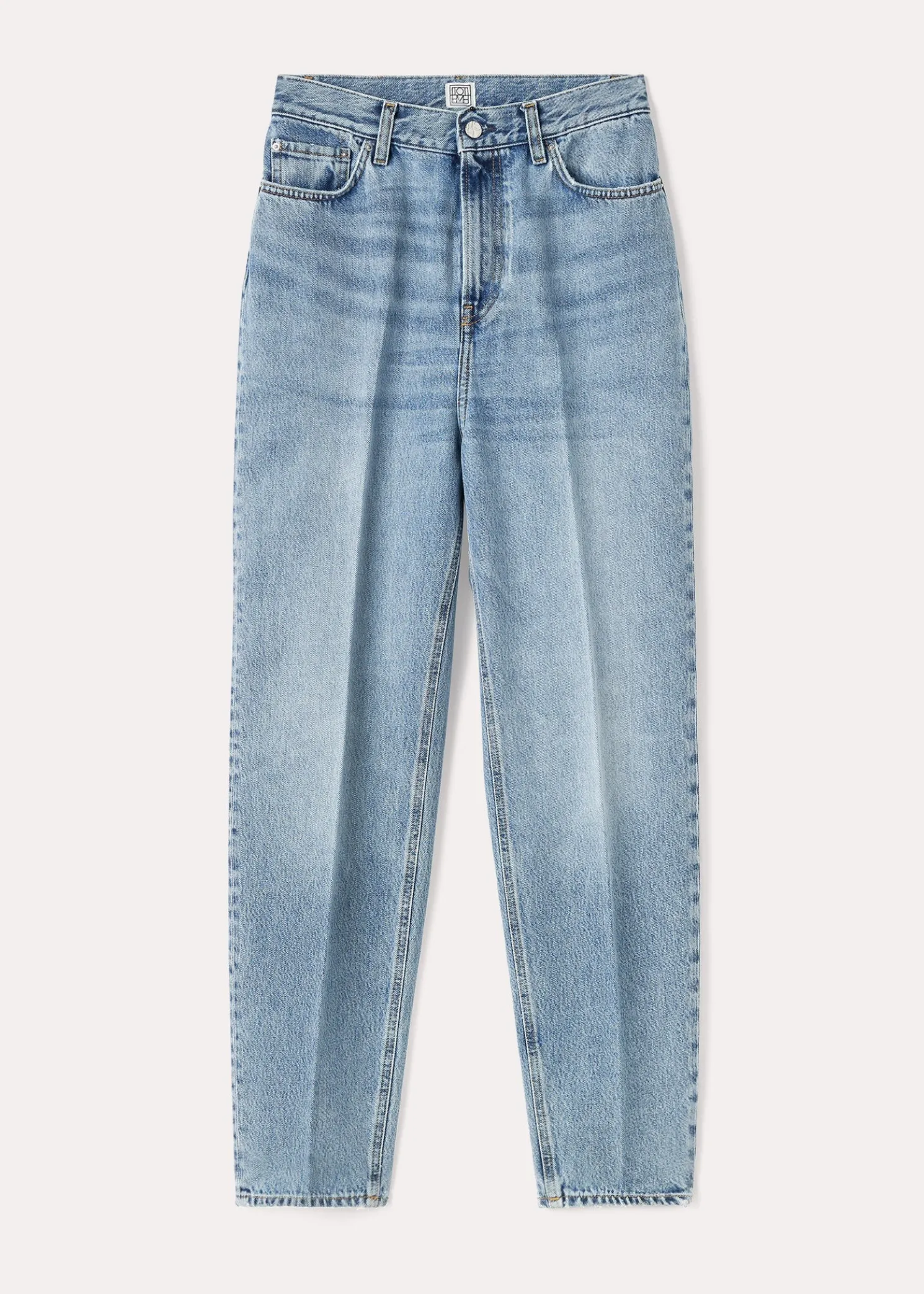 Tapered leg denim worn blue