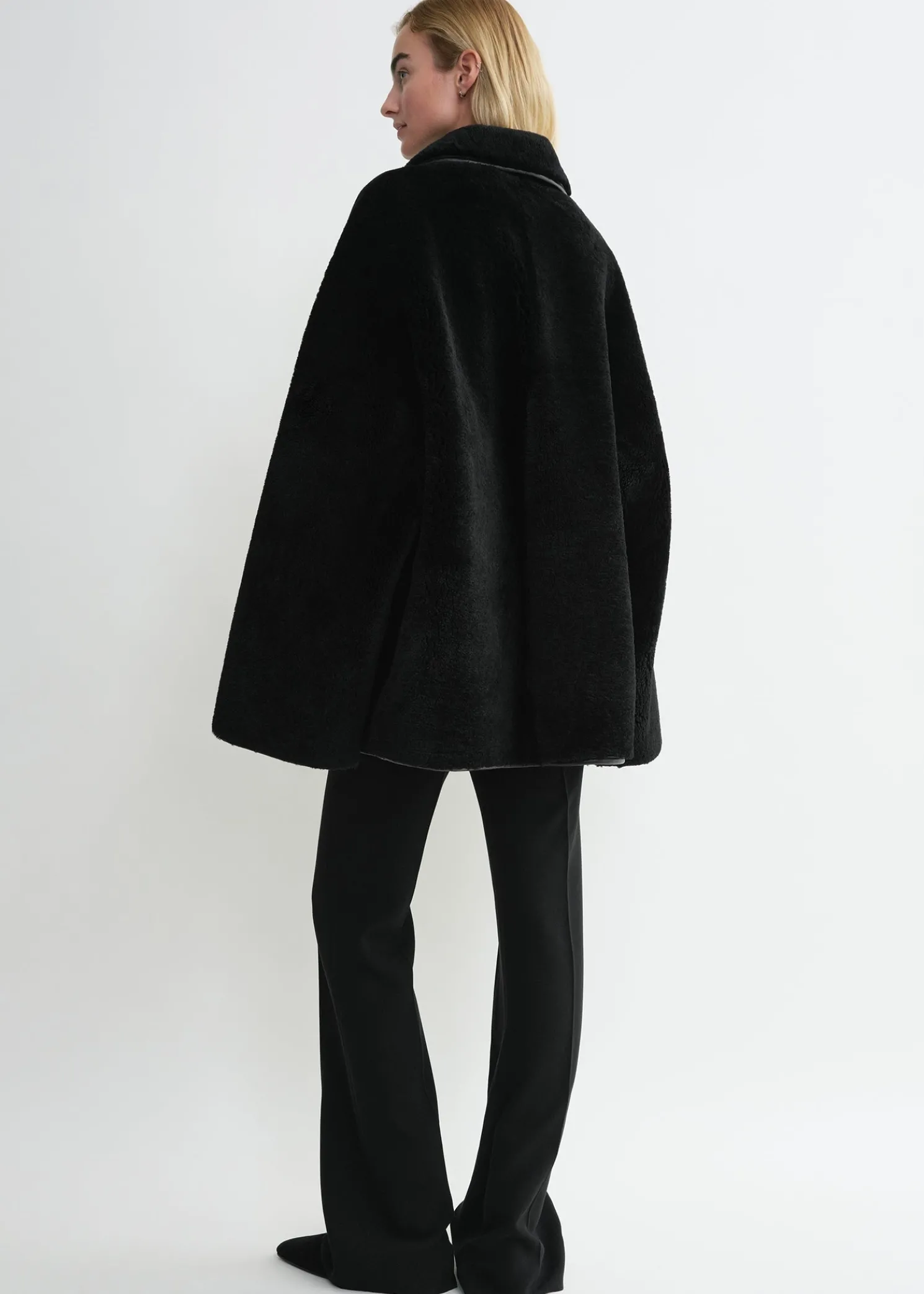 Teddy shearling overshirt jacket black