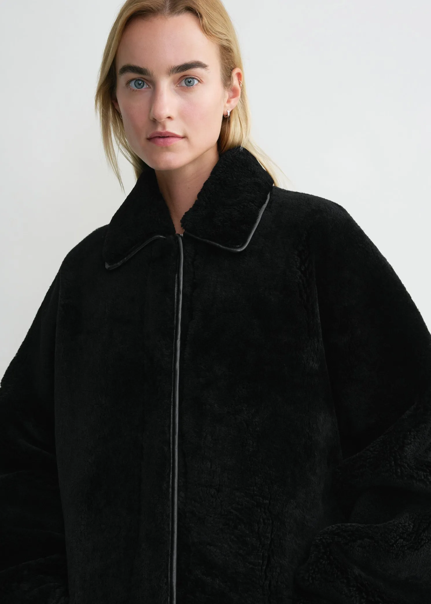 Teddy shearling overshirt jacket black