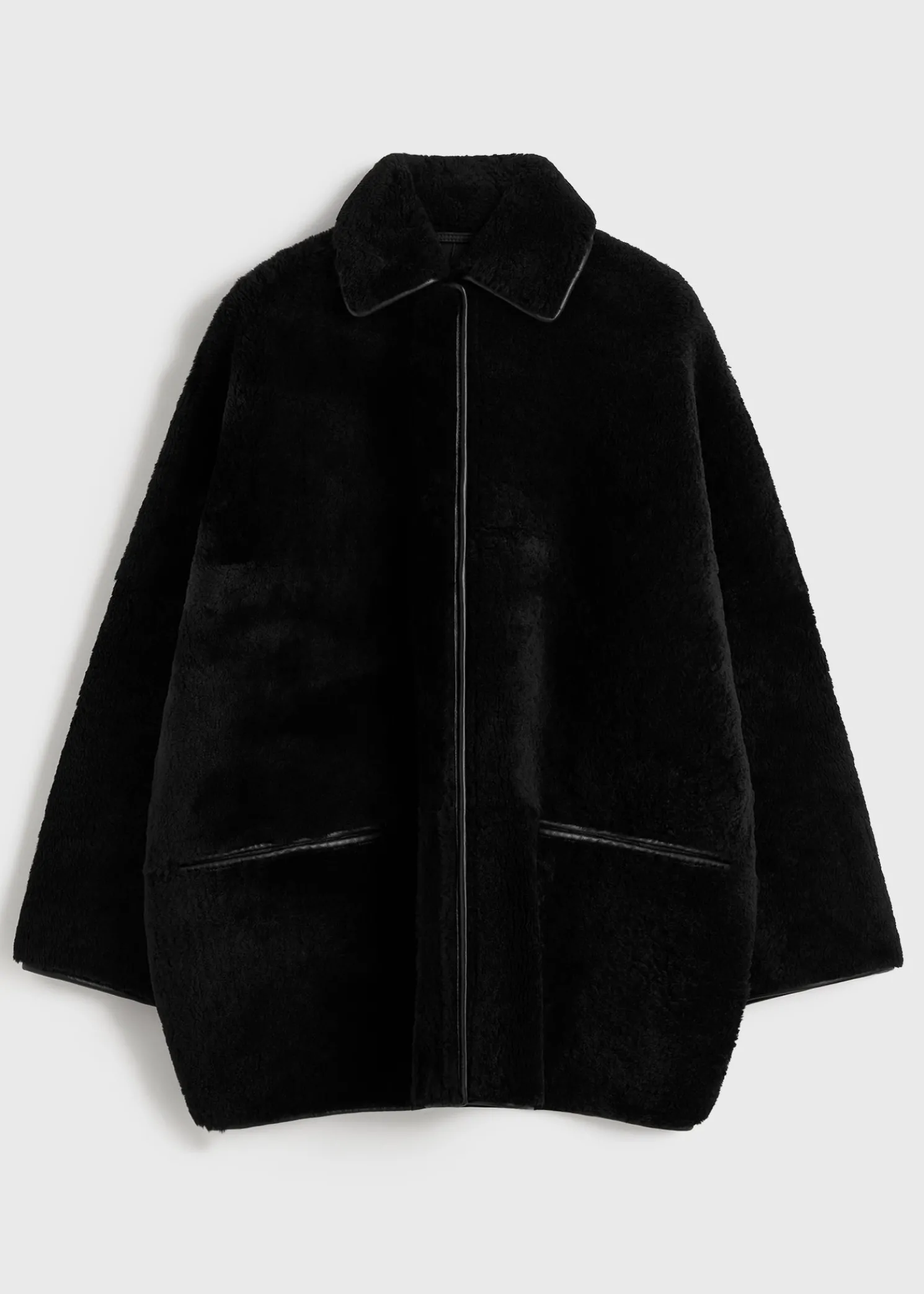 Teddy shearling overshirt jacket black