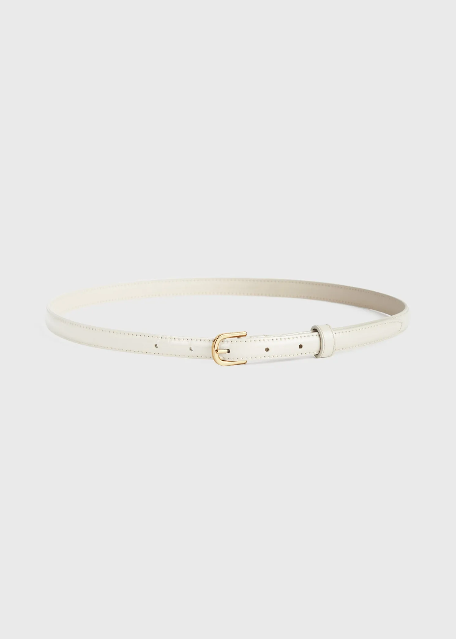 Thin patent belt bleached sand