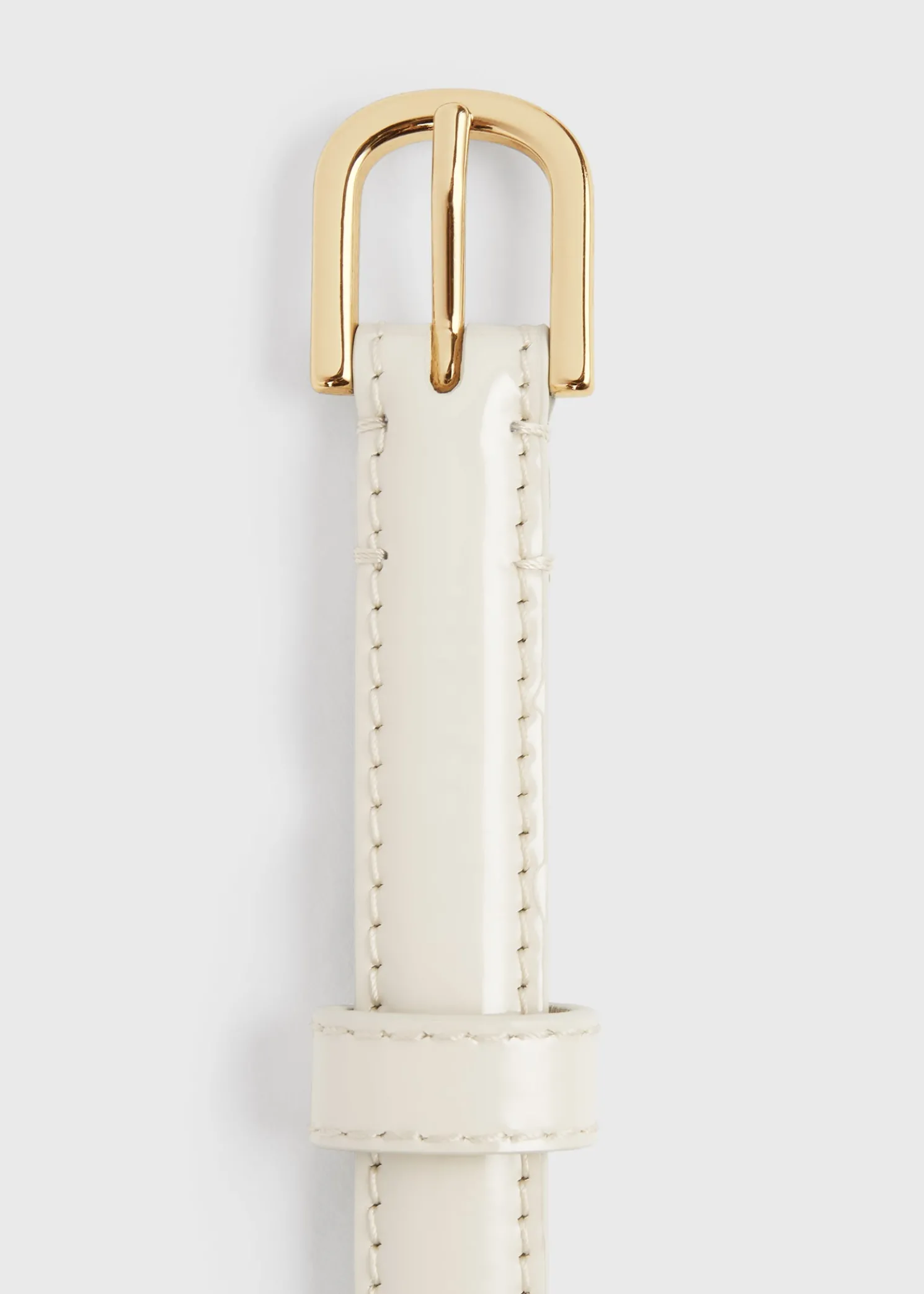 Thin patent belt bleached sand