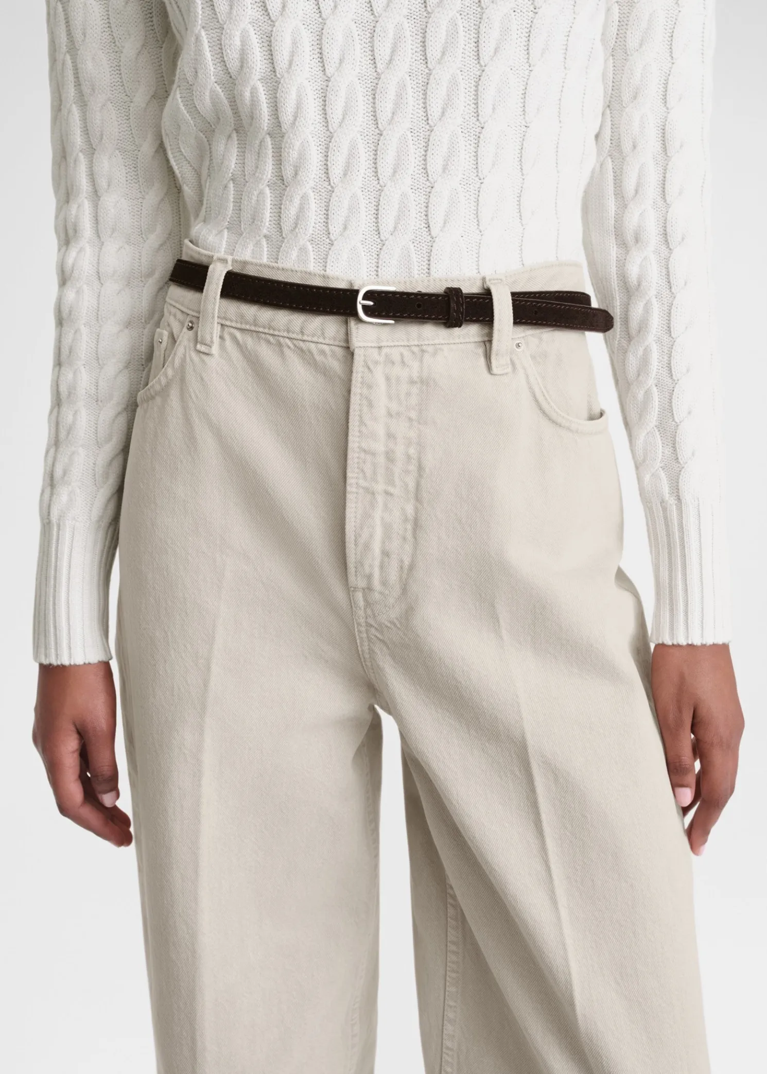 Thin suede belt espresso