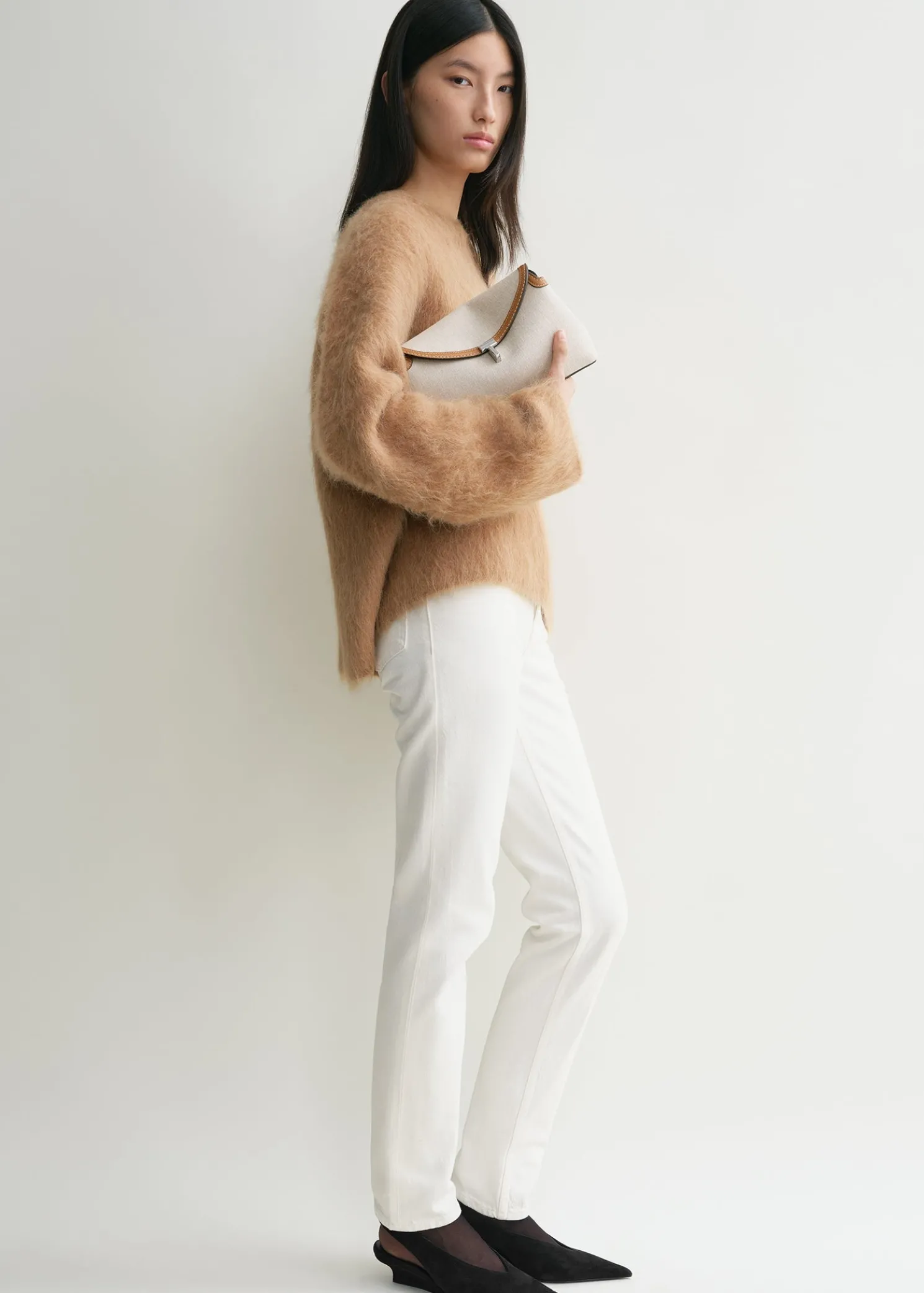 T-Lock canvas clutch ecru/tan