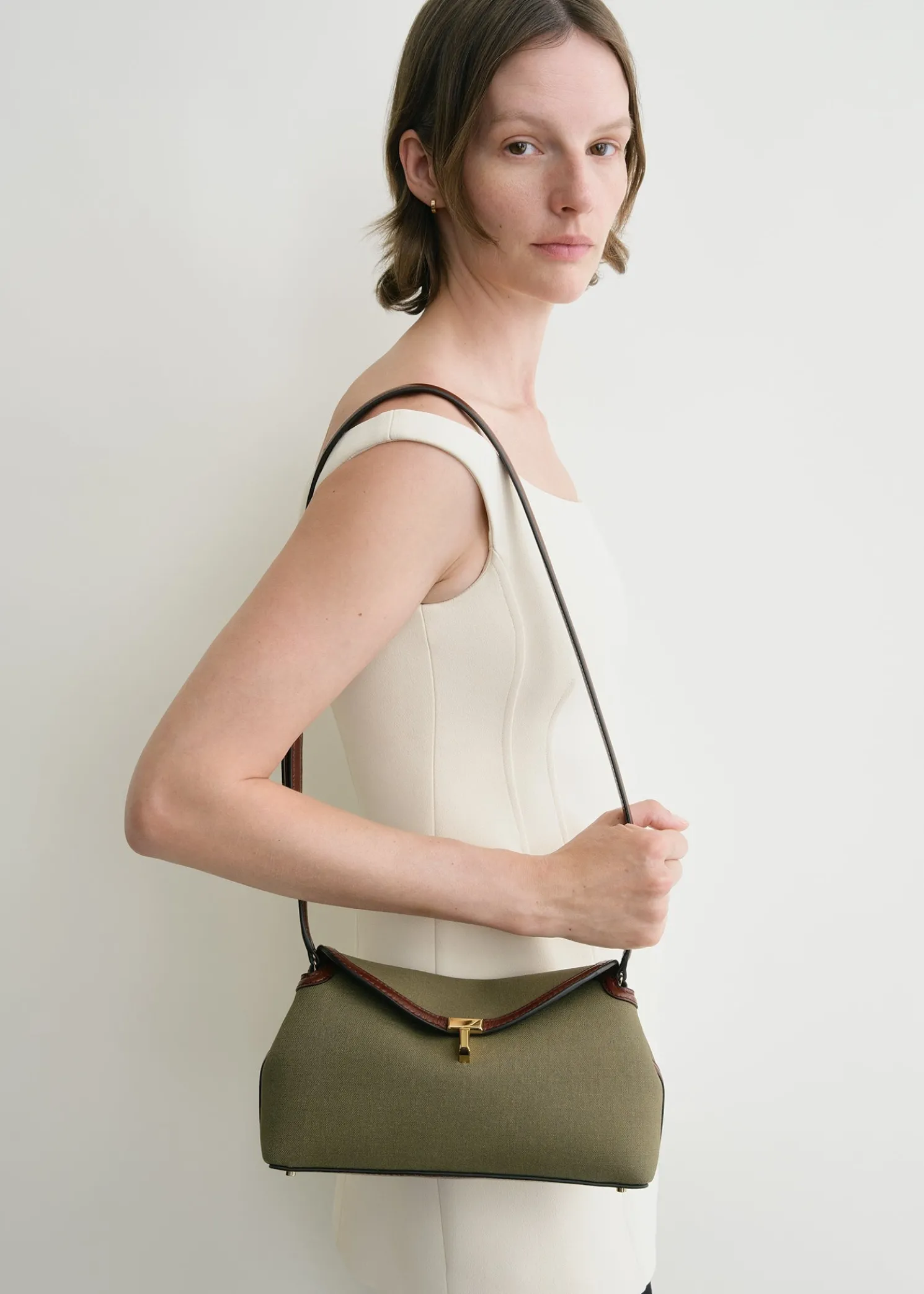 T-Lock canvas clutch khaki green