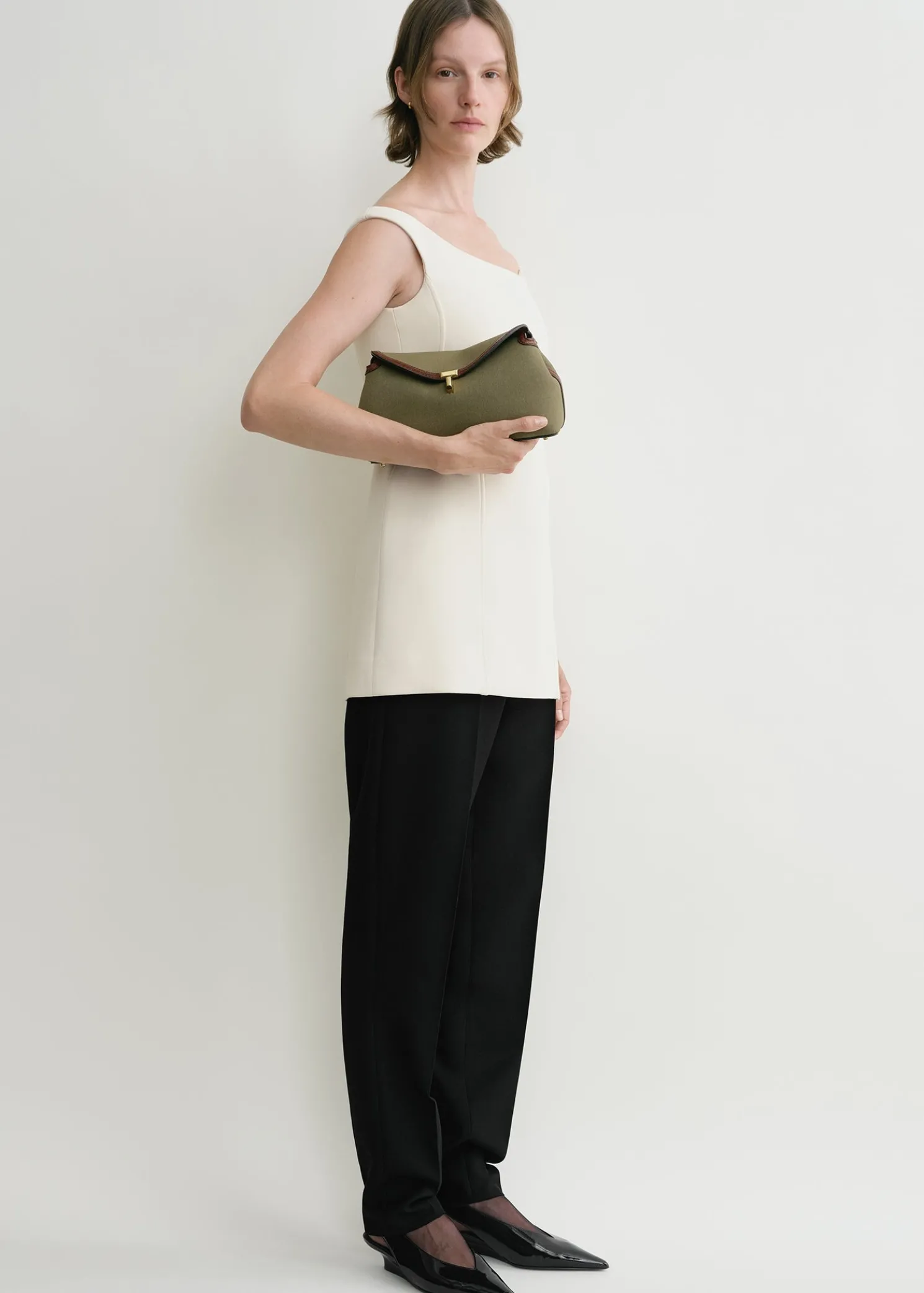 T-Lock canvas clutch khaki green